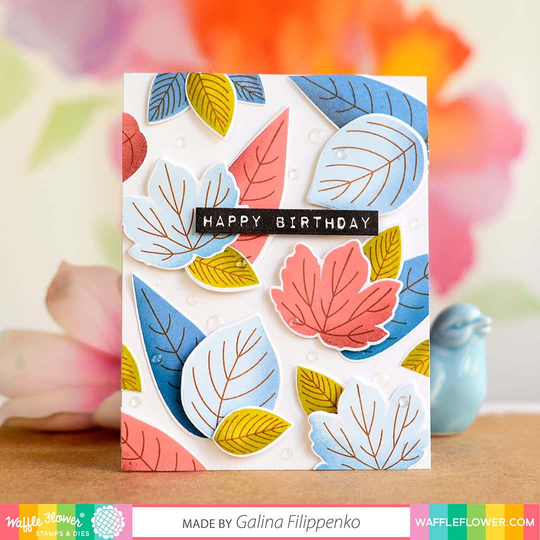 Waffle Flower Two-Step Leaves Matching Die Set for Card Making & Scrapbooking - Perfect for DIY Greeting Cards, Invitations, and Paper Crafts