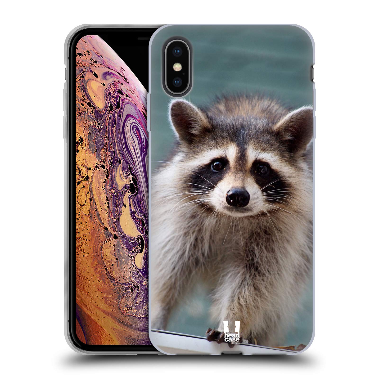Baby Raccoon Famous Animals Soft Gel Phone Case for Apple iPhone Xs Max - Cute Protective Cover with Matching Wallpaper - Perfect for Nature Lovers & Animal Enthusiasts