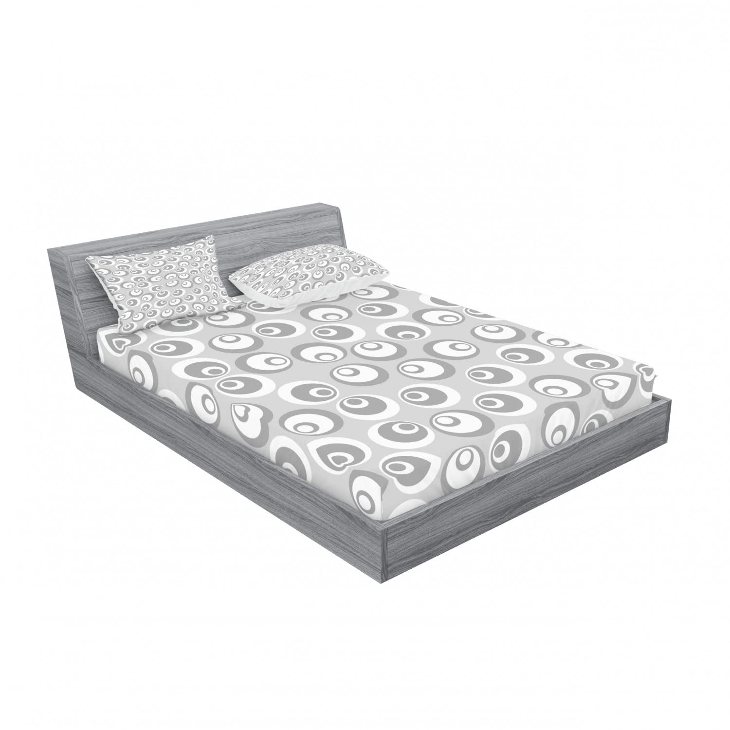 Ambesonne Grey 2-Pack Fitted Sheet & Pillow Sham Set - Modern Abstract Art Bedding Decor - Includes 2 Twin XL Fitted Sheets & 4 Pillow Covers - White & Grey - Perfect for Dorms, Guest Rooms & Modern Home Decor
