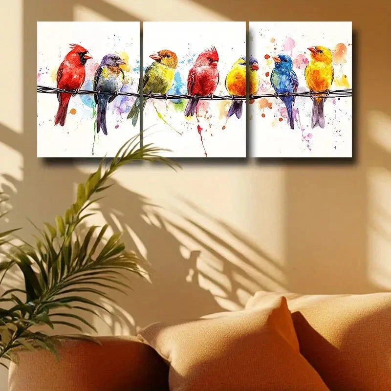3-Piece Set of Birds Metal Wall Art - Ready to Hang Home Decor for Living Room, Bedroom & Office - Modern Nature-Inspired Prints for Indoor Spaces