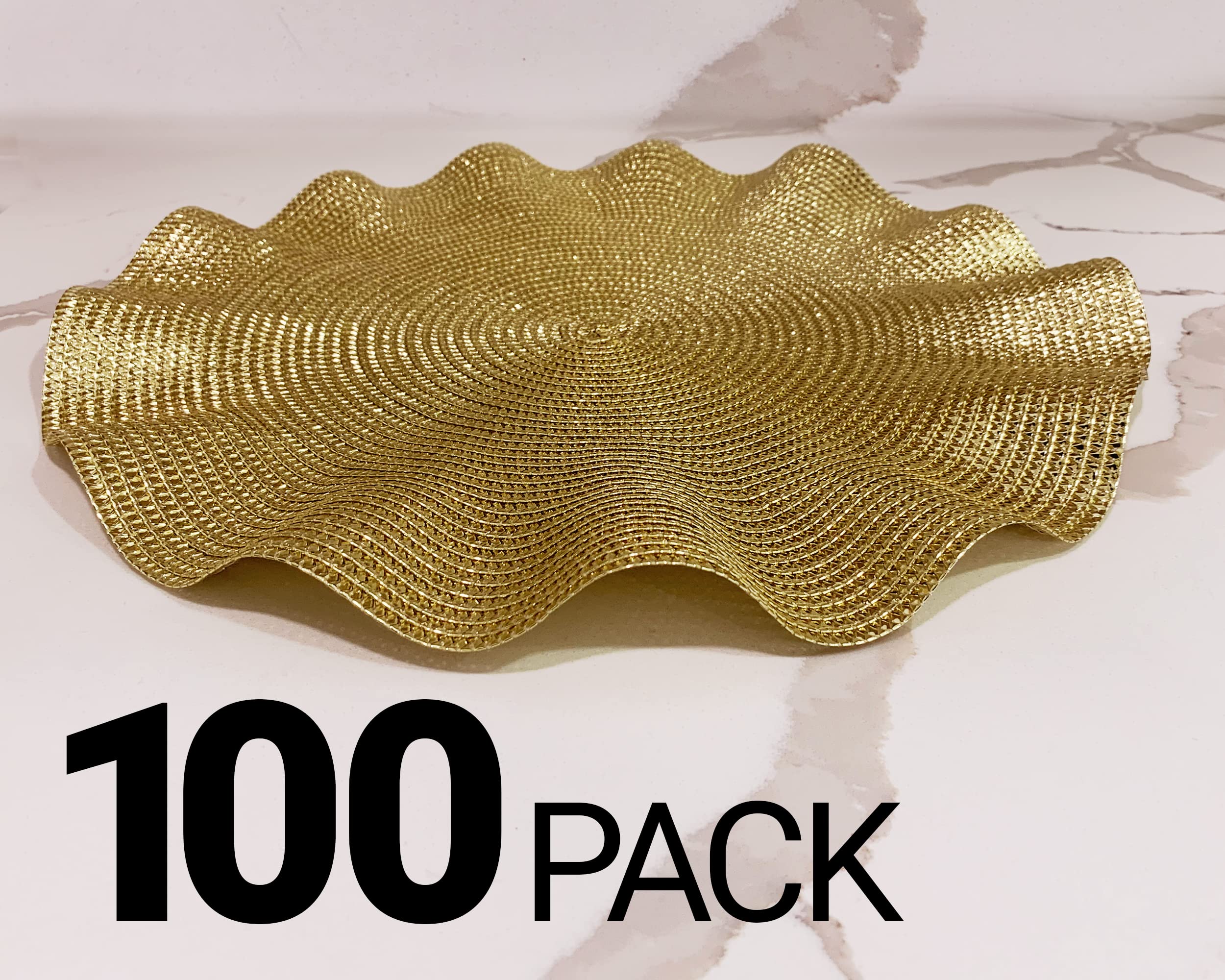 Premium Gold Charger Plates for Elegant Dining - Set of 100 - Luxury Dinner Plate Chargers for Weddings, Banquets & Special Occasions