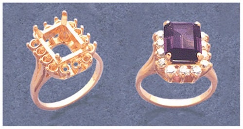 Solid Sterling Silver or 14kt Gold 6x4mm Emerald Cut Cluster Prong Setting Ring Size 7 - Perfect for Engagement, Wedding & Anniversary Jewelry Gifts
