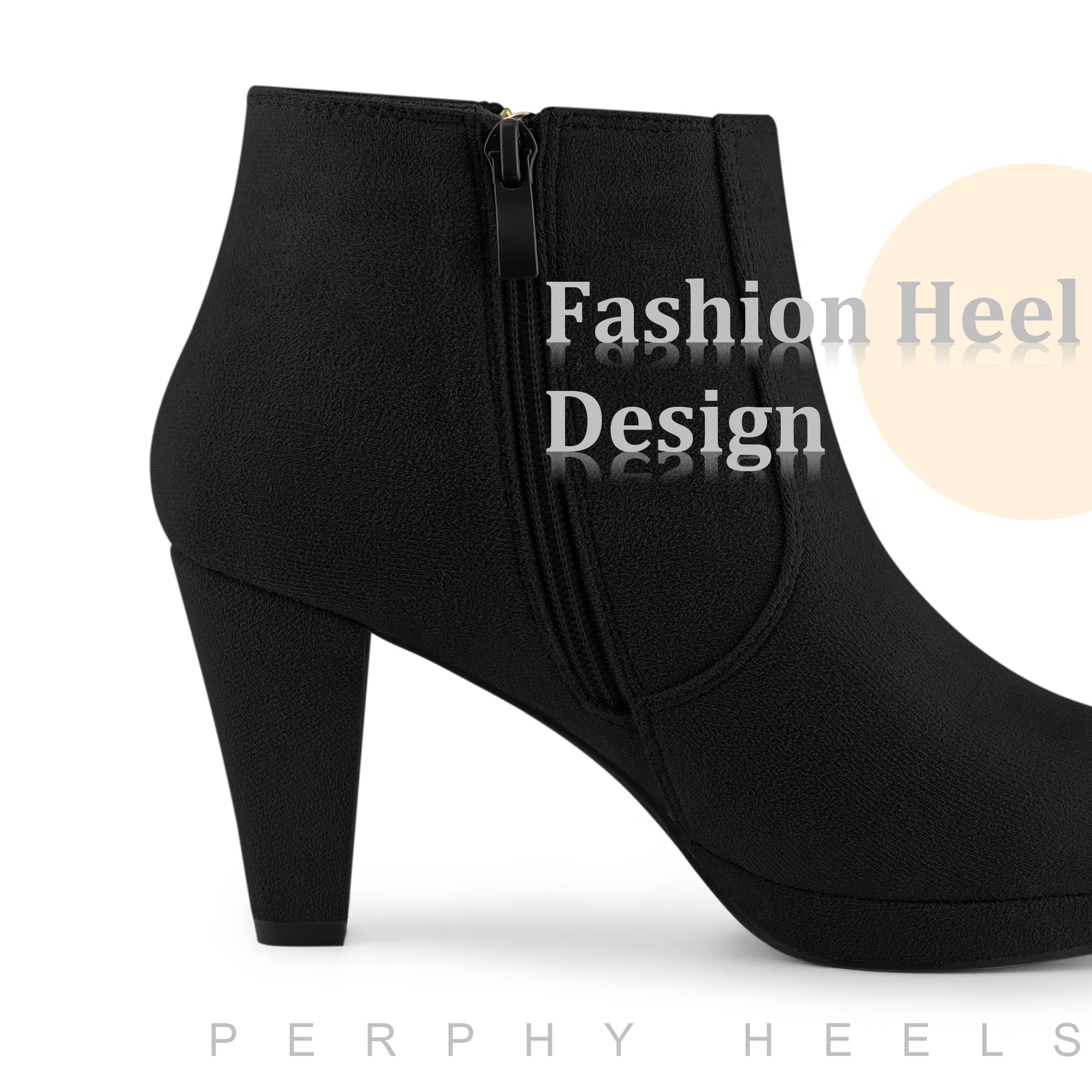 Perphy Women's Chunky Heel Ankle Boots - Round Toe Platform Booties for Fall & Winter | Casual Outfits, Office Wear & Night Out Fashion