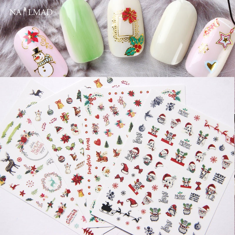 3D Christmas Nail Art Stickers - Festive Holiday Nail Decals for Parties & Gifts | DIY Manicure Designs for Xmas, New Year & Winter Celebrations