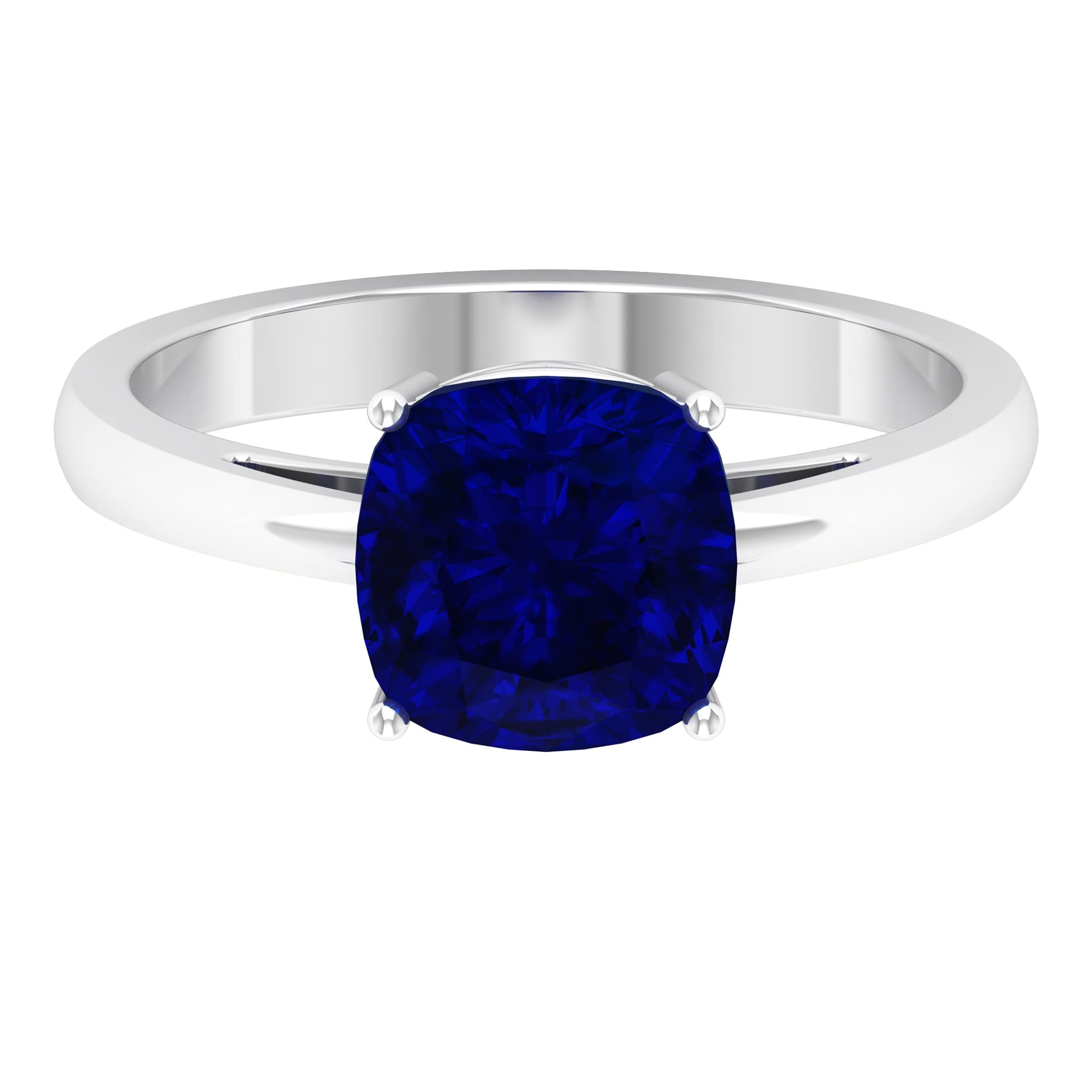 3.25 CT Natural Blue Sapphire Solitaire Ring - 8MM Cushion Cut September Birthstone Ring in 14K Solid Gold | Elegant Engagement, Wedding & Anniversary Jewelry Gift