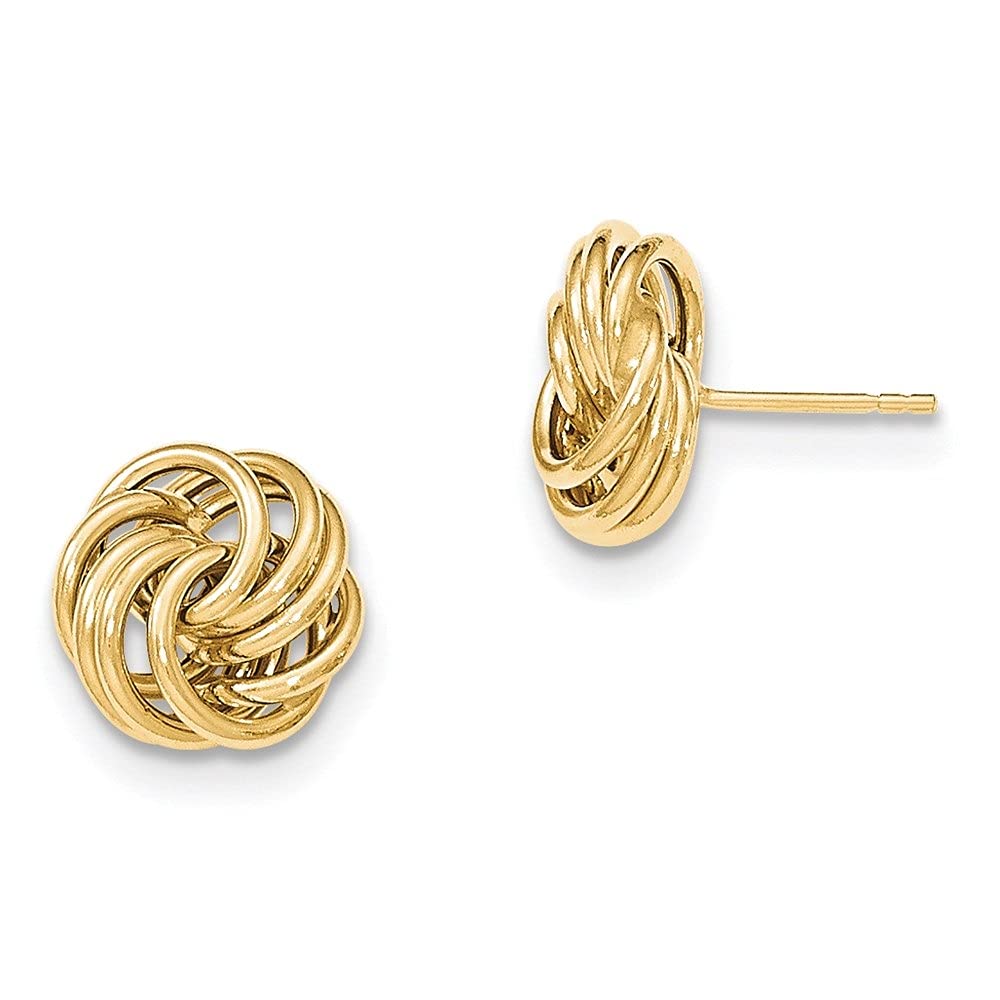 14K Yellow Gold Fancy Love Knot Stud Earrings for Women - 11mm x 11mm Elegant Jewelry Gift for Anniversary, Valentine's Day & Special Occasions