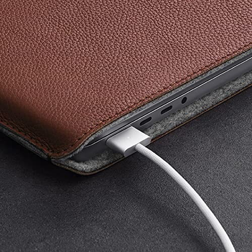 Premium Genuine Leather MacBook Pro 13 & Air 13/13.6 Inch Sleeve Case - Cognac Brown Protective Cover | Perfect for Business, Travel & Daily Commute