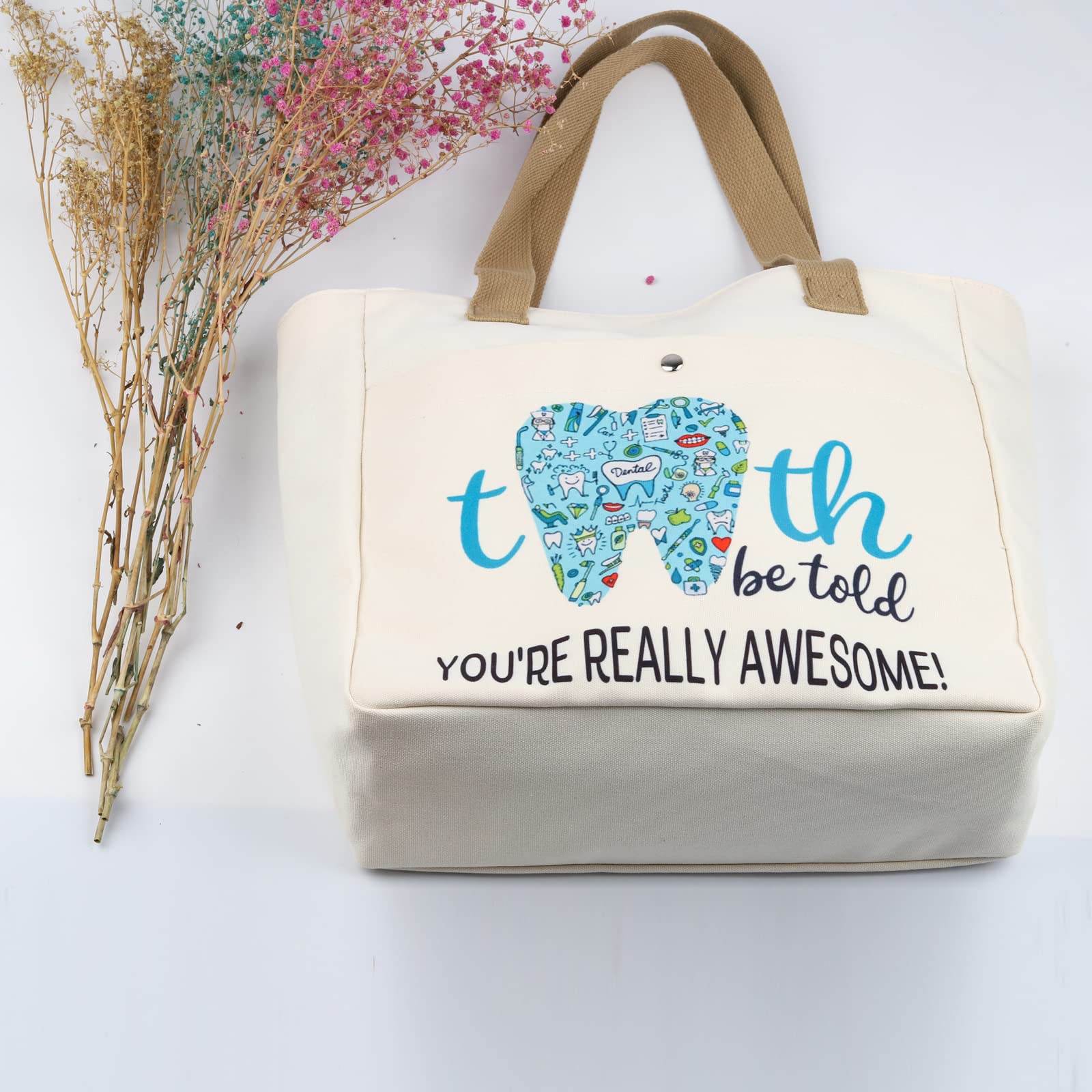 CMNIM Dental Makeup Bag - Perfect Hygienist & Dentist Gift Set, Ideal Dental Assistant Graduation Present with 'Tooth Be Told You're Really Awesome' Slogan - Great for Clinics, Offices & Daily Oral Care Organization