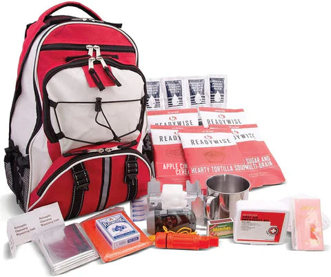 ReadyWise Red 64-Piece Emergency Survival Kit Backpack - Perfect for Camping, Hiking, and Disaster Preparedness