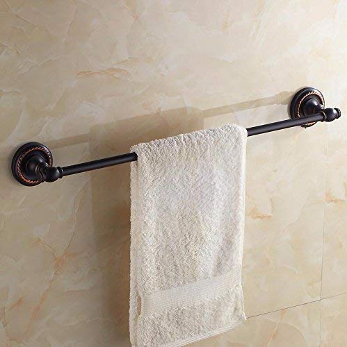 Premium Black Bronze Towel Rack - Heavy Duty Bathroom Towel Shelf with Single Rod, European Style Copper Towel Rail for Wall Mounting | Perfect for Modern Bathrooms, Spas & Luxury Home Decor