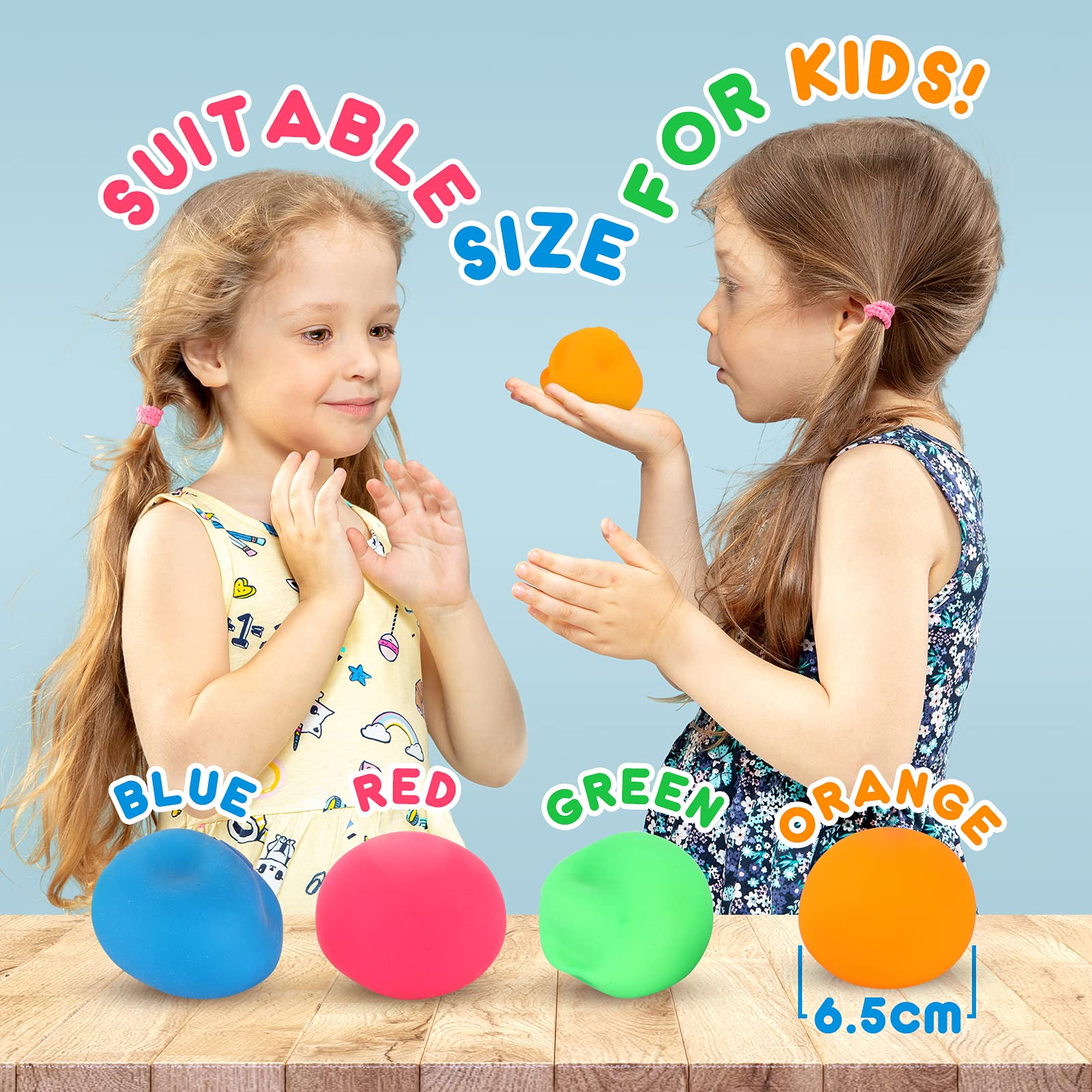 4 Pack Stress Relief Balls for Kids & Adults - Slow Rising Squeeze Toys for Anxiety Relief, Sensory Fidget Toys to Improve Focus & Mood - Hand Therapy Squishy Balls for Office, School & Home Use