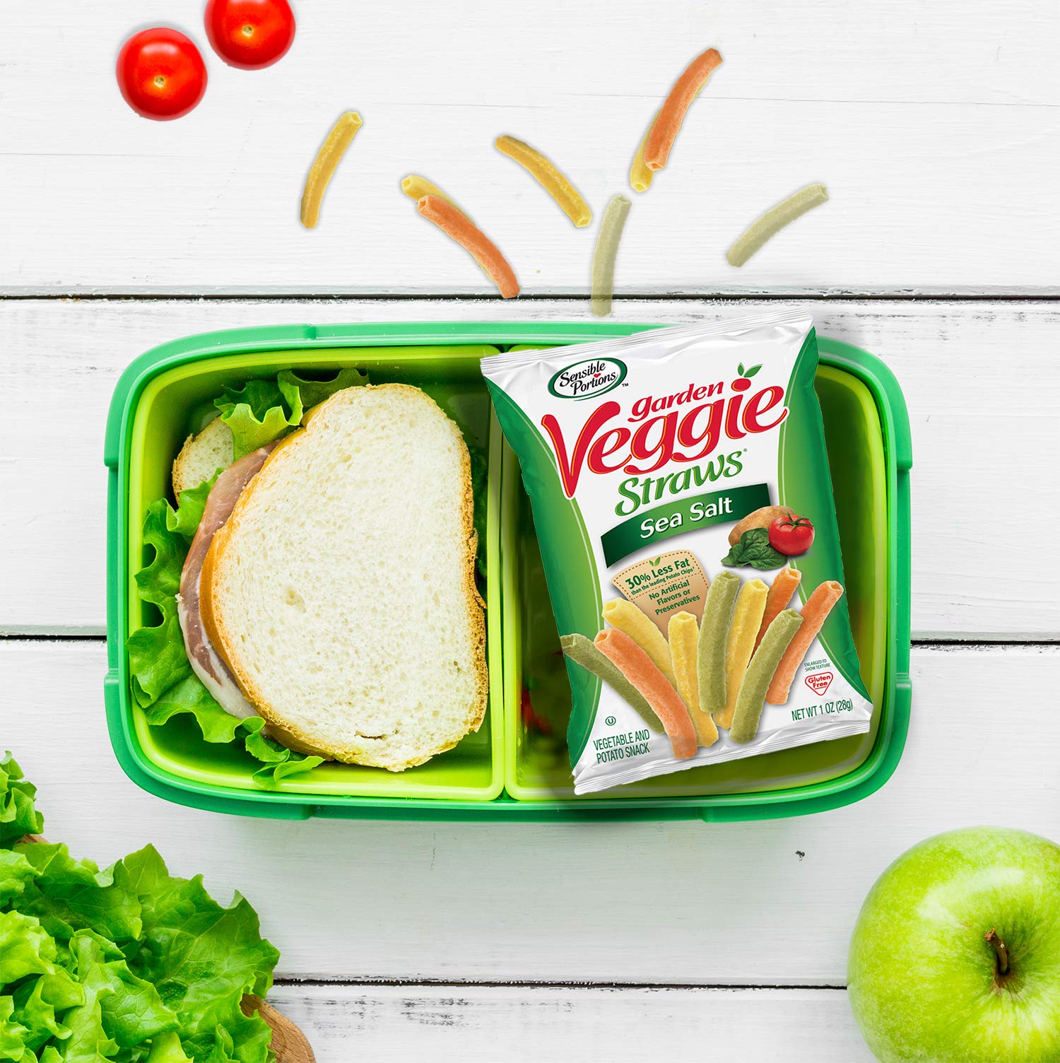 Sensible Portions Garden Veggie Straws - Sea Salt Snack Size (1 Oz, Pack of 24) | Healthy Vegan Gluten-Free Chips | Perfect for School Lunches, Parties & On-the-Go Snacking
