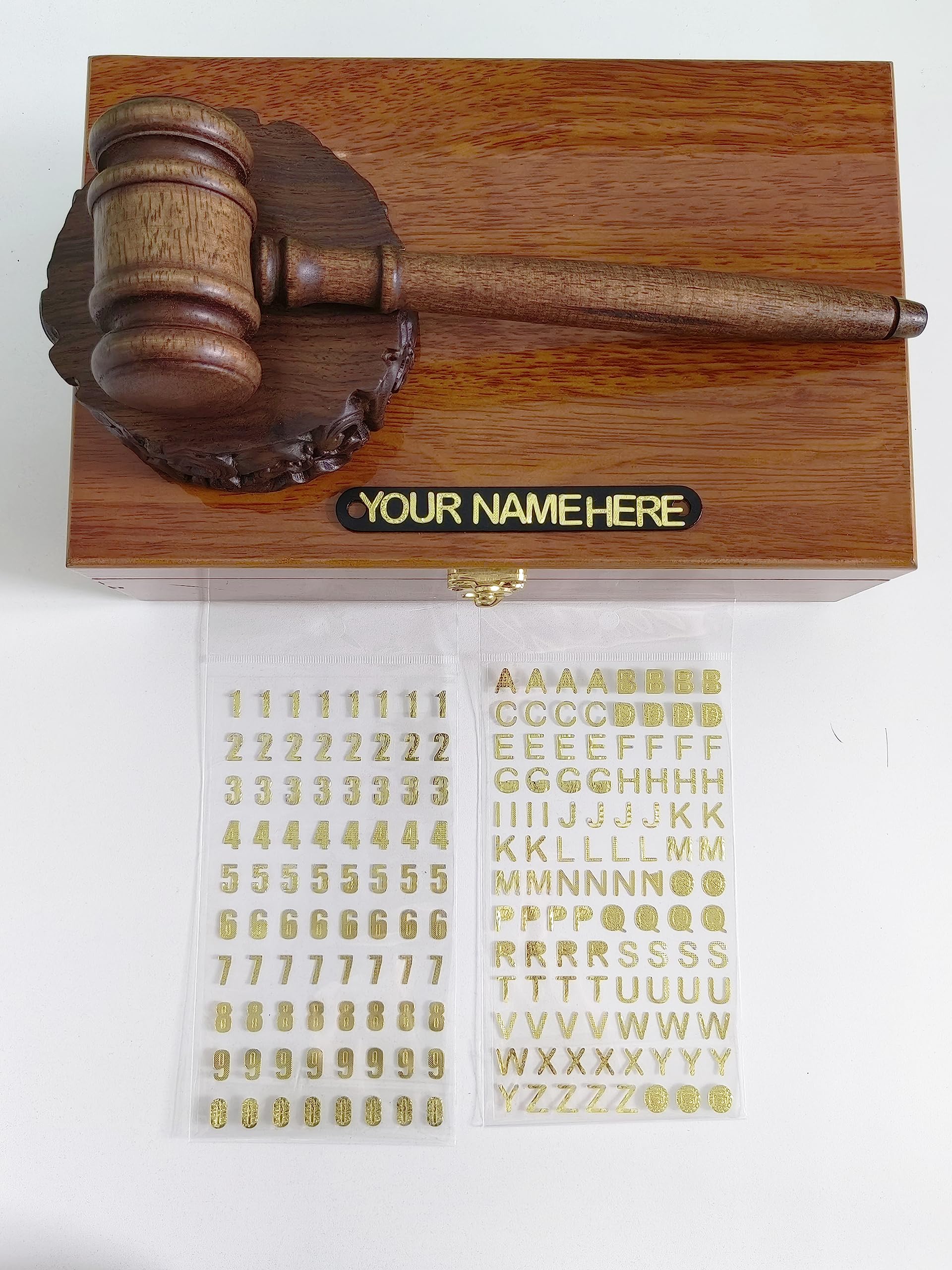 Unique Wooden Gavel and Block Set - Premium Judge Gift, Lawyer Present & Auctioneer Accessory - Handcrafted Solid Wood Courtroom Decor for Legal Professionals & Auction Enthusiasts - Perfect for Courtroom Ceremonies, Law Office Decor & Auction Events