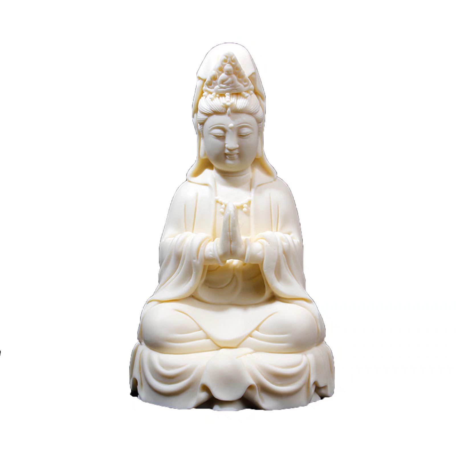 White Kuanyin Buddha Statue - Elegant Home & Office Decor, Goddess of Mercy Statue for Meditation, Feng Shui & Spiritual Healing
