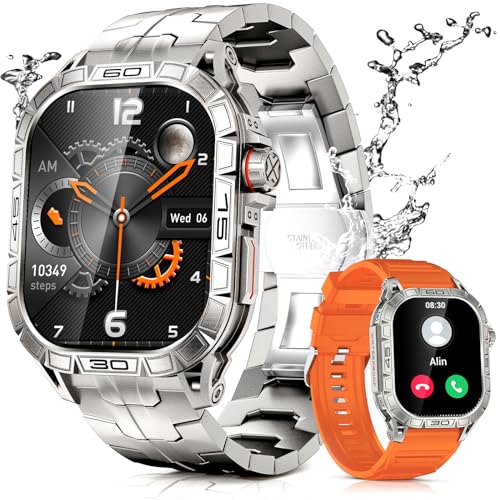 2× Bands, Titanium Color & Orange Band