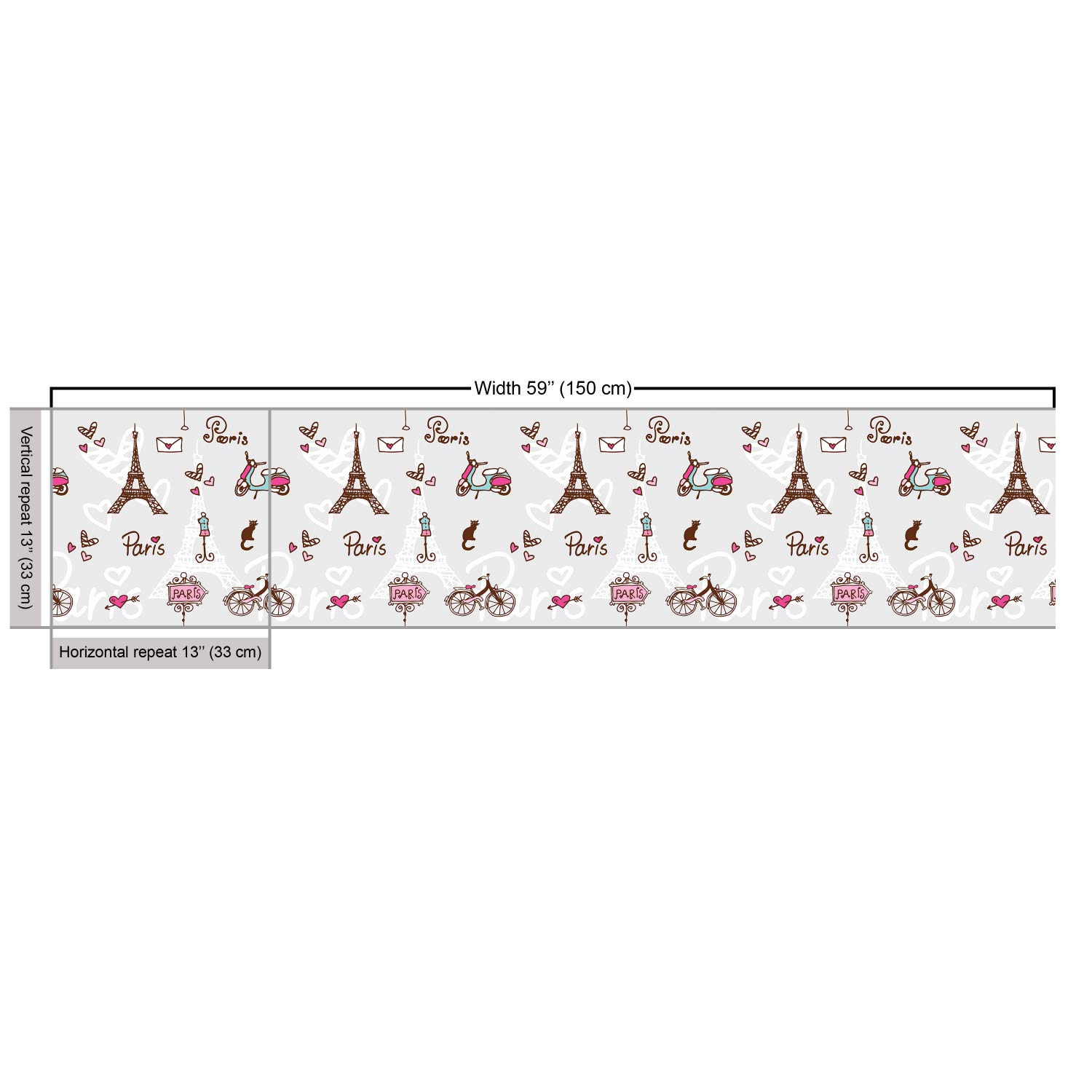 Ambesonne Paris Fabric by The Yard - Romantic Eiffel Tower Heart Print Decorative Upholstery Fabric for Sofa, Curtains & Home Decor (5 Yards, Redwood Pearl) | Perfect for DIY Projects, Throw Pillows & French-Inspired Interior Design