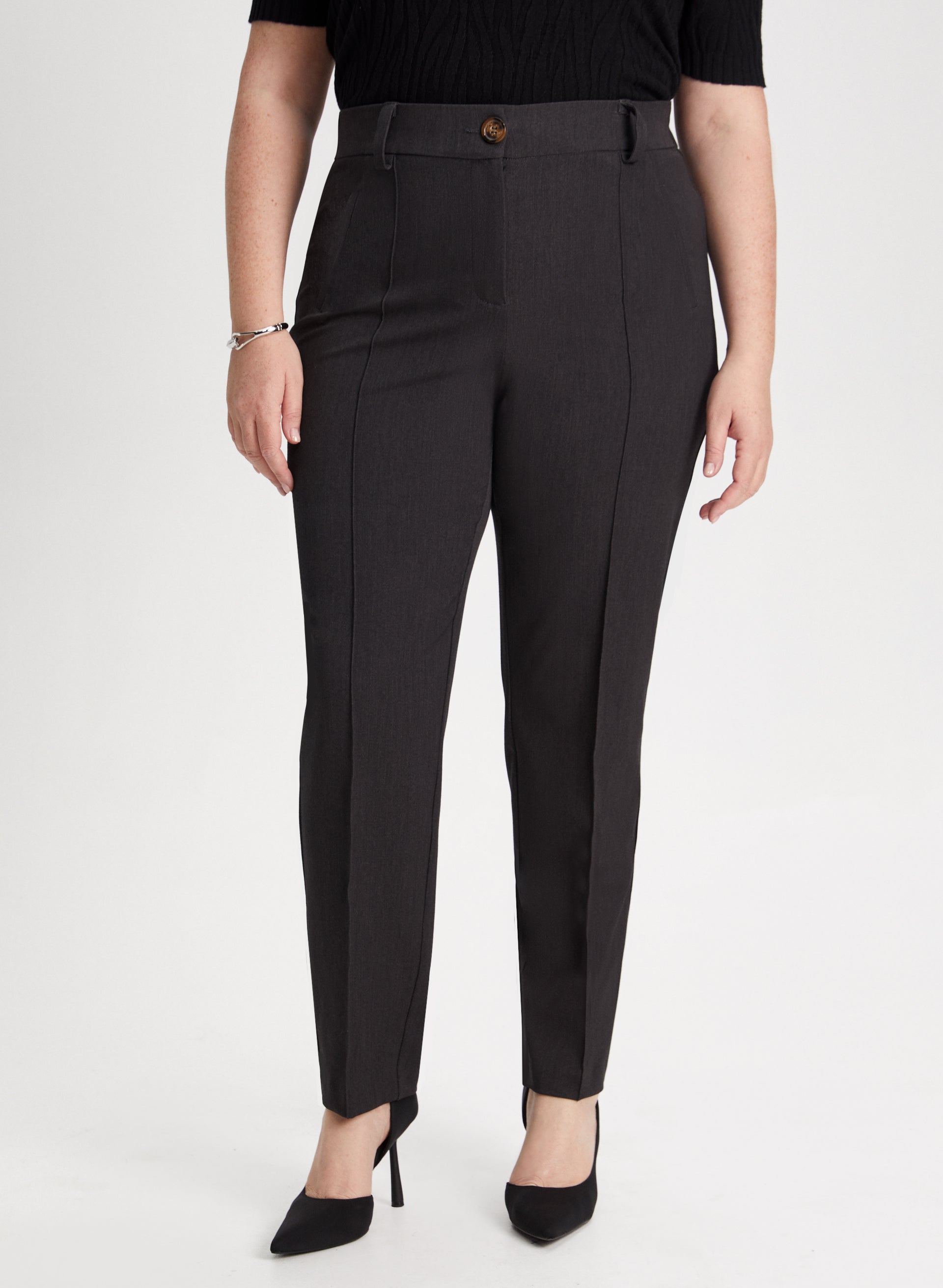City Fit Straight Leg Pants for Women - High Waist Comfortable Office & Casual Trousers - Perfect for Work, Travel and Everyday Wear