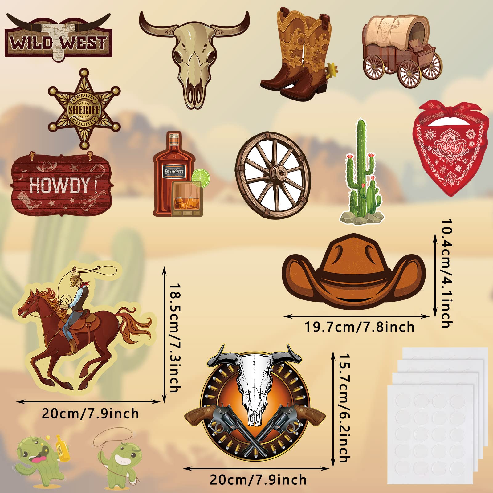 32-Piece Western Party Decorations Set - Cowboy Themed Party Favors, Wild West Cutouts & Country Decor for Birthday, Baby Shower & Western Theme Events