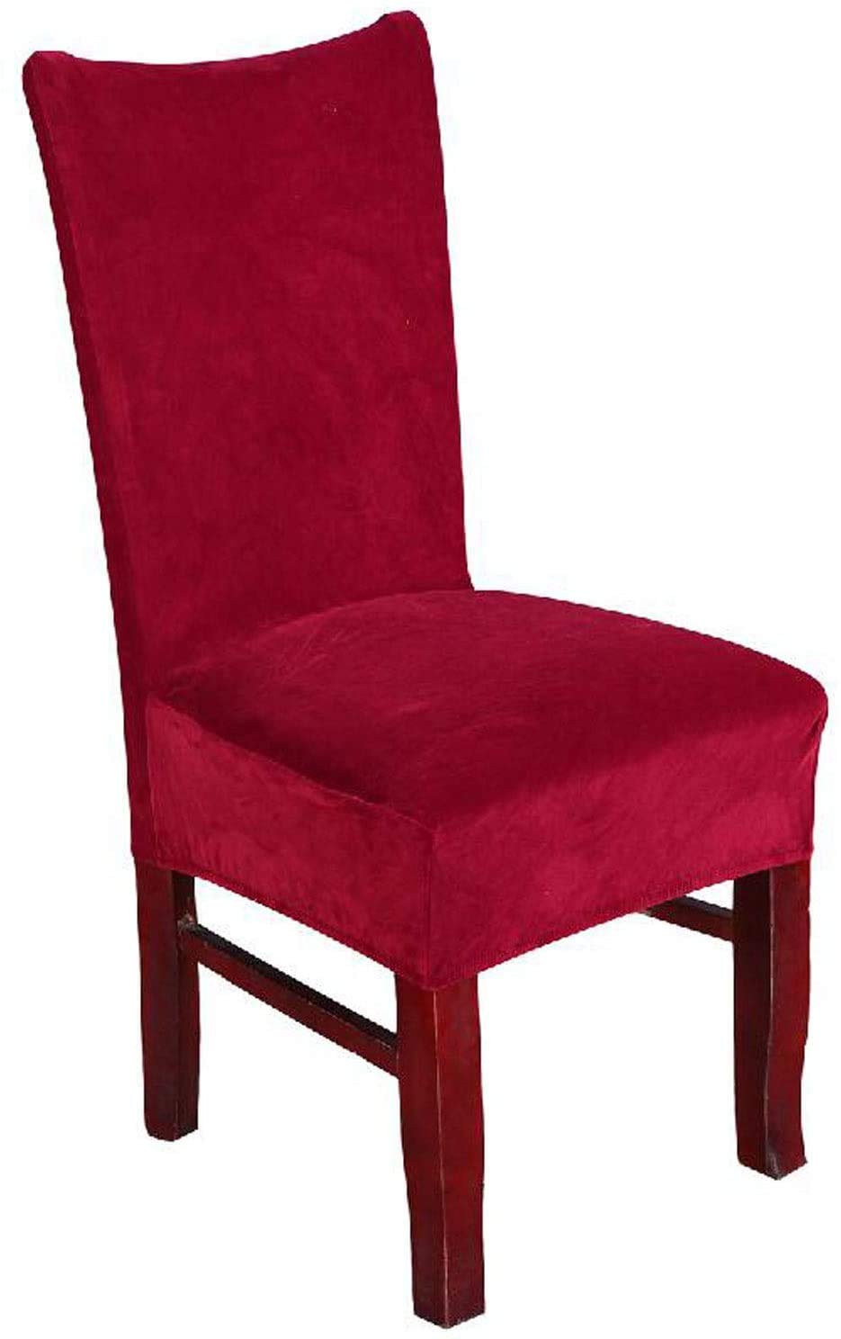 Premium Spandex Velvet Chair Covers - Stretch Dining Chair Slipcovers, Plush Banquet Seat Protectors (Pack of 4, Agate Red) - Washable & Durable for Home Decor, Parties, Weddings & Everyday Use