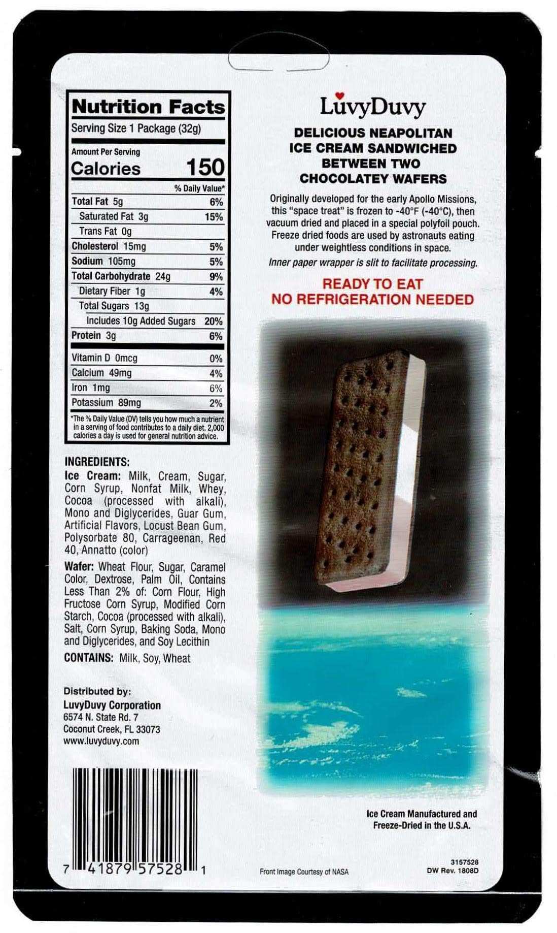 Freeze-Dried Ice Cream Sandwich - Neapolitan Flavor (Chocolate, Vanilla, Strawberry) - 3 Pack - Perfect for Camping, Hiking & Space-Themed Parties - LuvyDuvy Brand