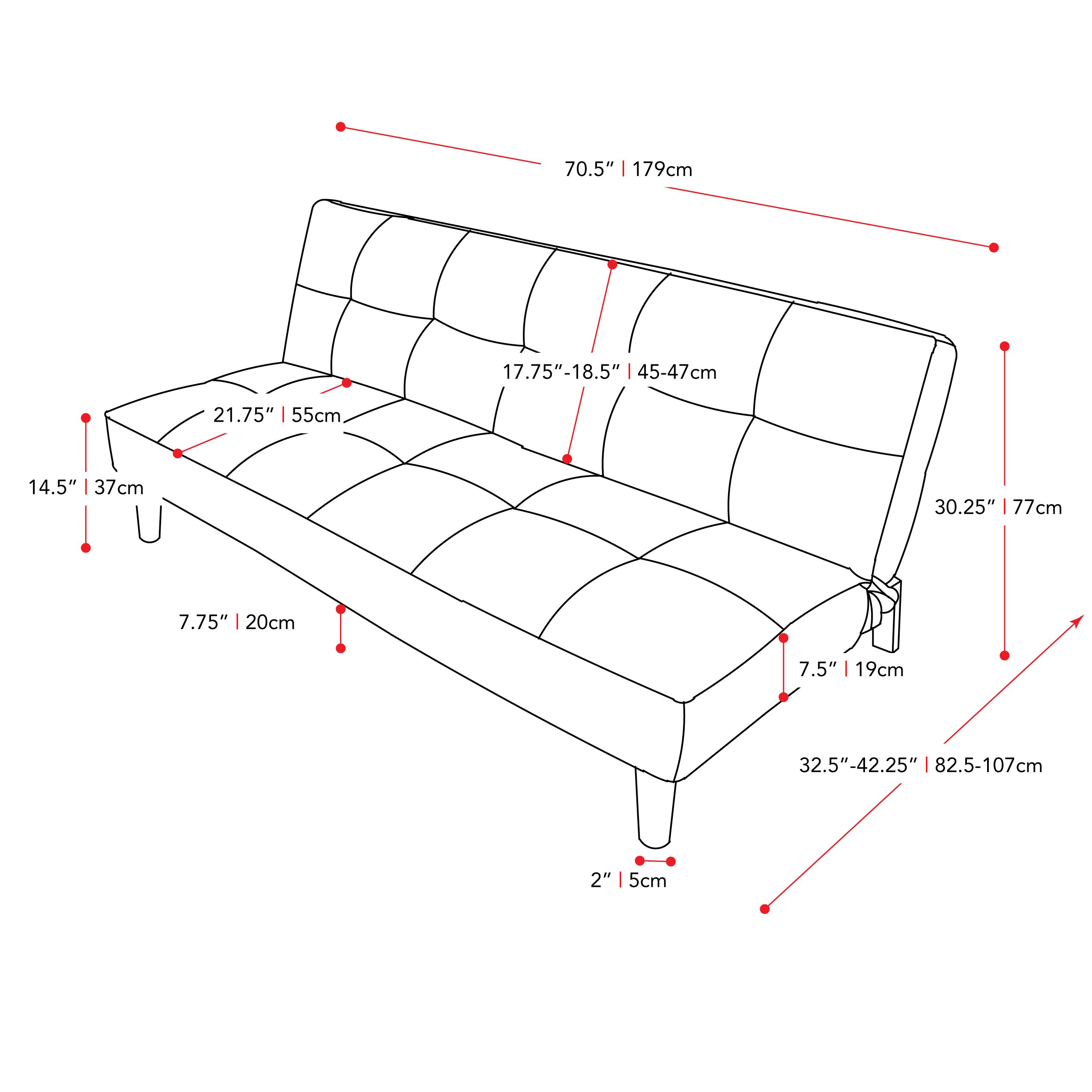 Corliving Upholstered Fabric Convertible Sofa Bed - Adjustable Sleeper Couch to Loveseat & Daybed - Light Gray for Guest Bedroom & Living Room - Perfect for Small Spaces, Studio Apartments & Overnight Guests