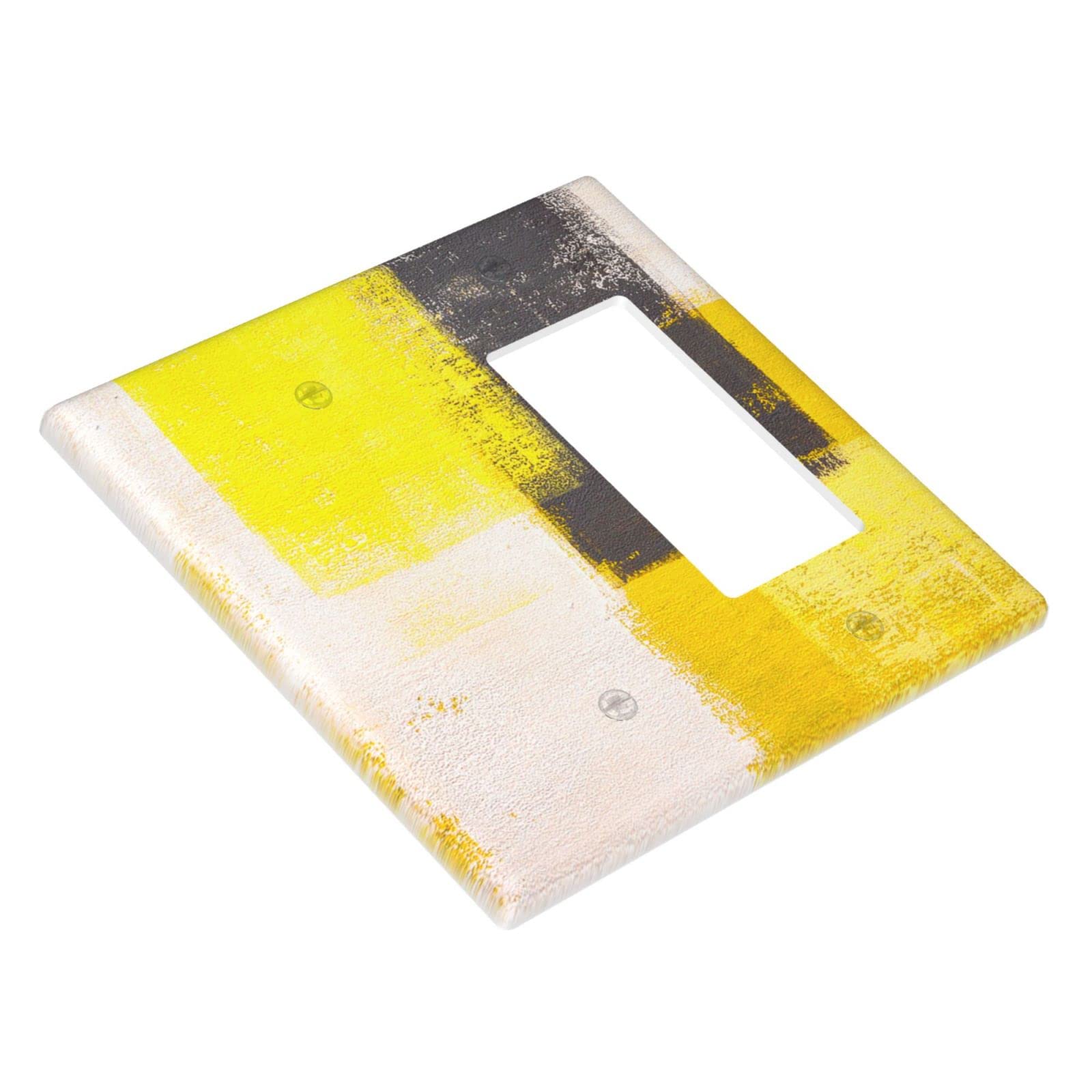 Abstract Beige Yellow Grey Light Switch Cover - Decorative 2 Gang Blank Rocker Wall Plate - Funny Light Switch Faceplate 4.5