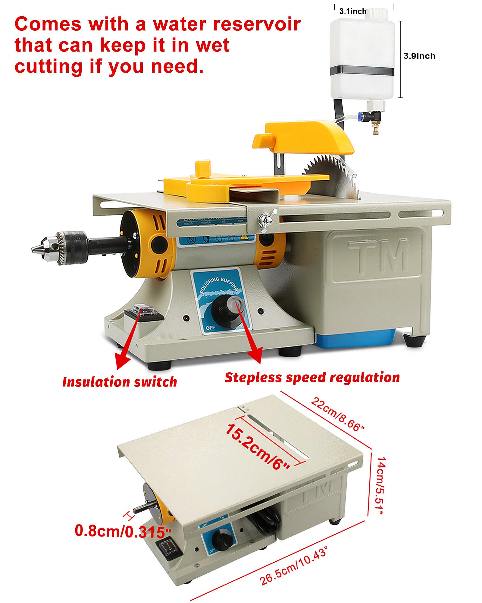 Mini Table Saw Rock - Lapidary Equipment for DIY Jewelry Making, 0-10000 RPM Bench Buffer Grinding Machine with Flexible Shaft - Perfect for Home Woodworking, Stone Carving & Hobby Craft Projects