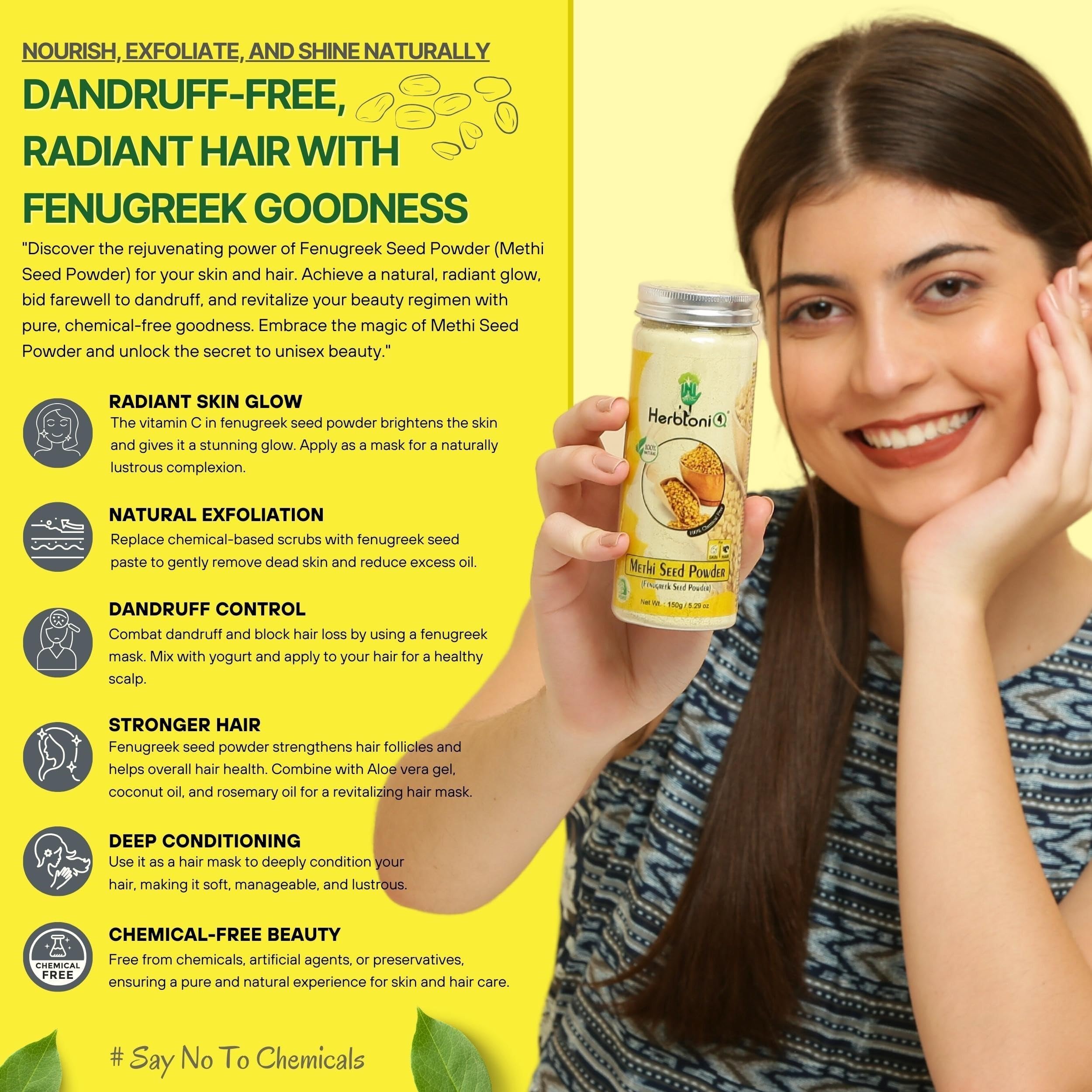 HerbtoniQ 100% Natural Methi (Fenugreek) & Katha Powder - Anti Dandruff Treatment for Frizzy, Damaged Hair Repair | Intensive Hair Care Pack (300g) | Perfect for Dry Scalp & Split Ends Treatment at Home