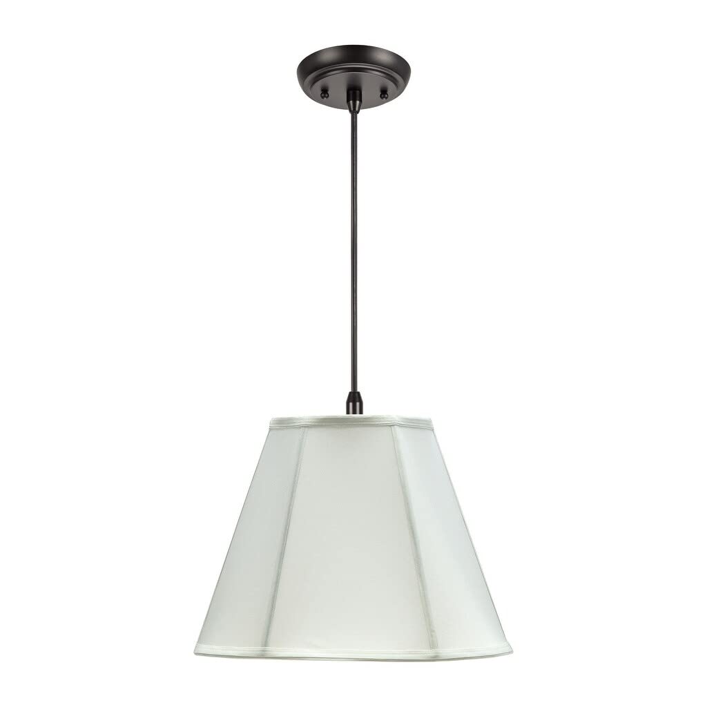 1-Light Fabric Lamp Shade Hanging Off White - Classic Transitional Style for Living Room, Bedroom & Dining Room Lighting Decor