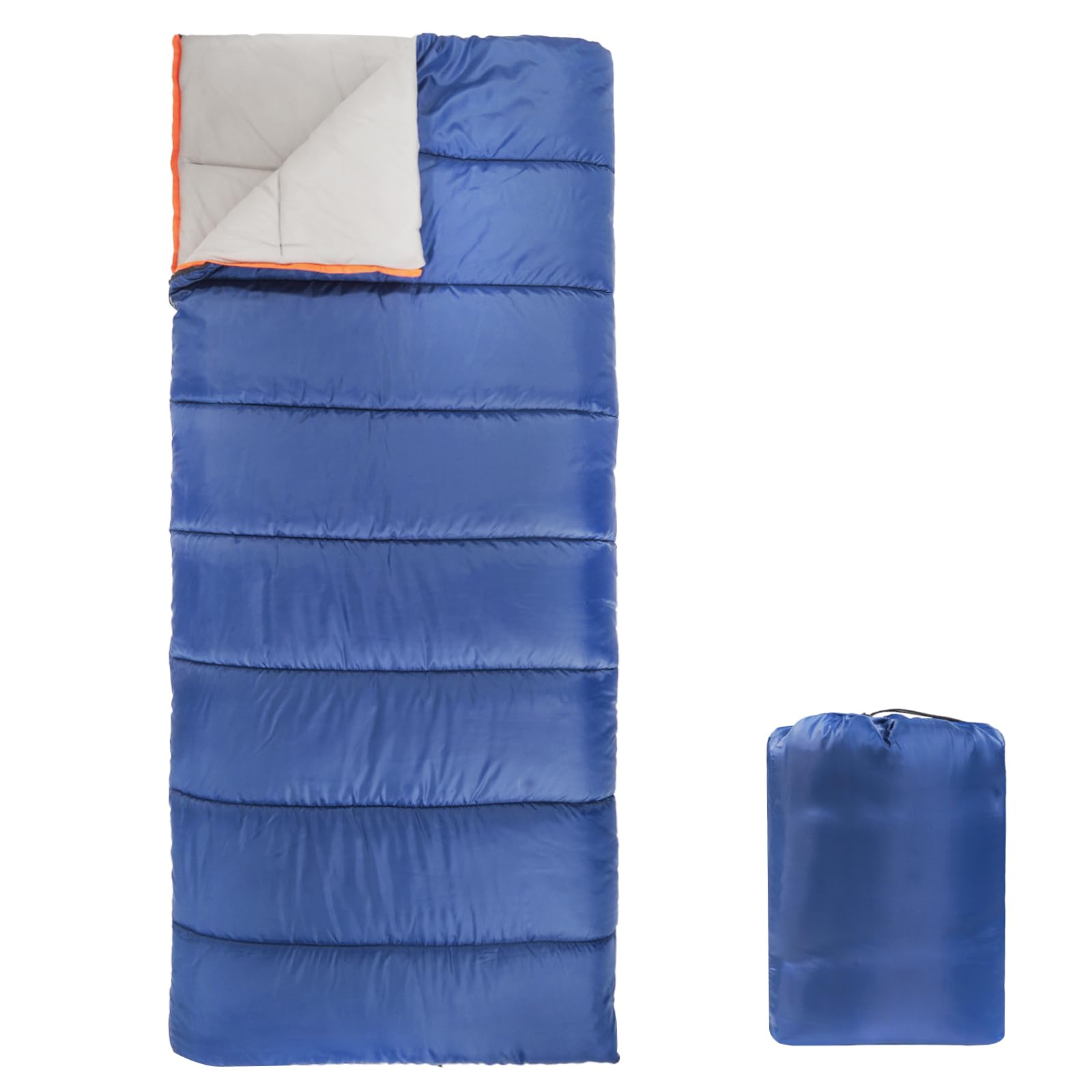 Amazon Basics Cold Weather Sleeping Bag for Adults - Lightweight & Waterproof, Twin Size, Blue - Perfect for Camping, Hiking & Outdoor Adventures