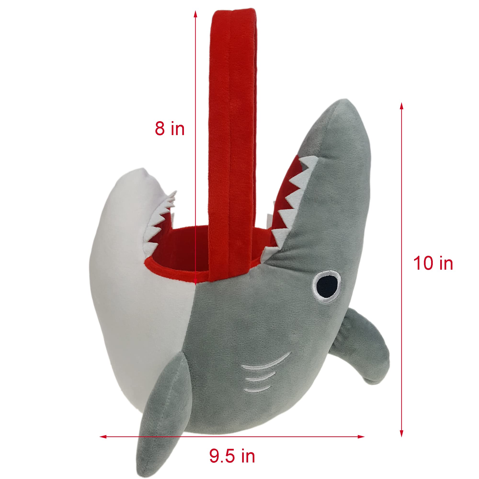 DearSun Personalized 3D Plush Shark Easter Basket - Custom Embroidery Name, Grey Shark Toy Gift for Kids - Perfect for Easter Egg Hunts, Baby Showers & Birthday Parties
