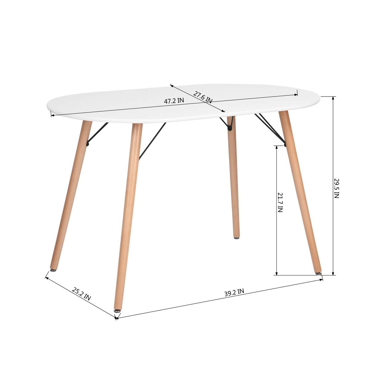 Mid Century Modern Dining Table - White Kitchen Table for Home, Office, Bistro & Cafe | Simple & Stylish Computer Desk & Writing Table | Perfect for Small Spaces, Breakfast Nook & Cozy Dining