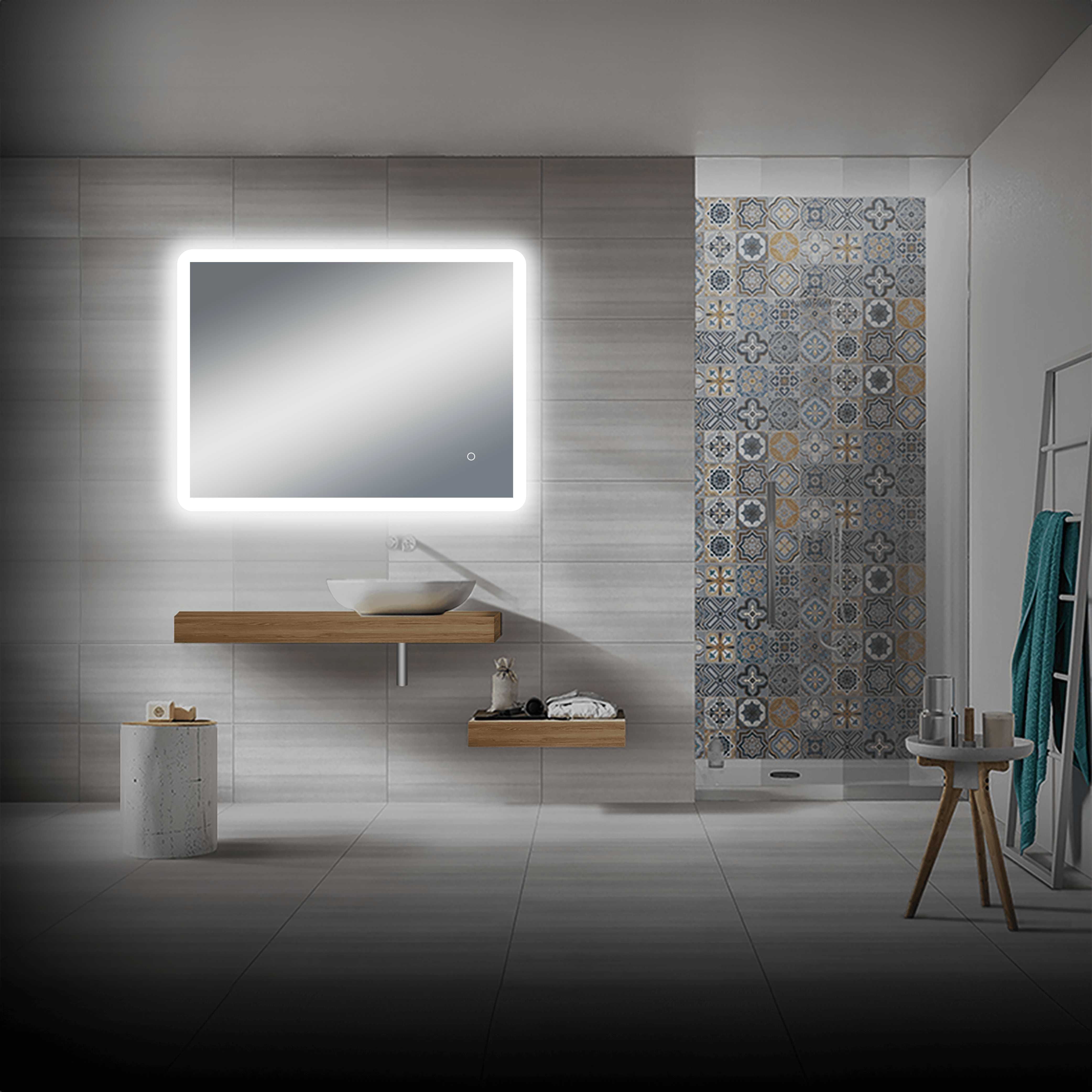 Pilsen LED Bathroom Mirror with Touch Dimmer & Anti-Fog Function - 4 Size Options for Vanity, Makeup & Shaving - Perfect for Modern Home & Spa Decor