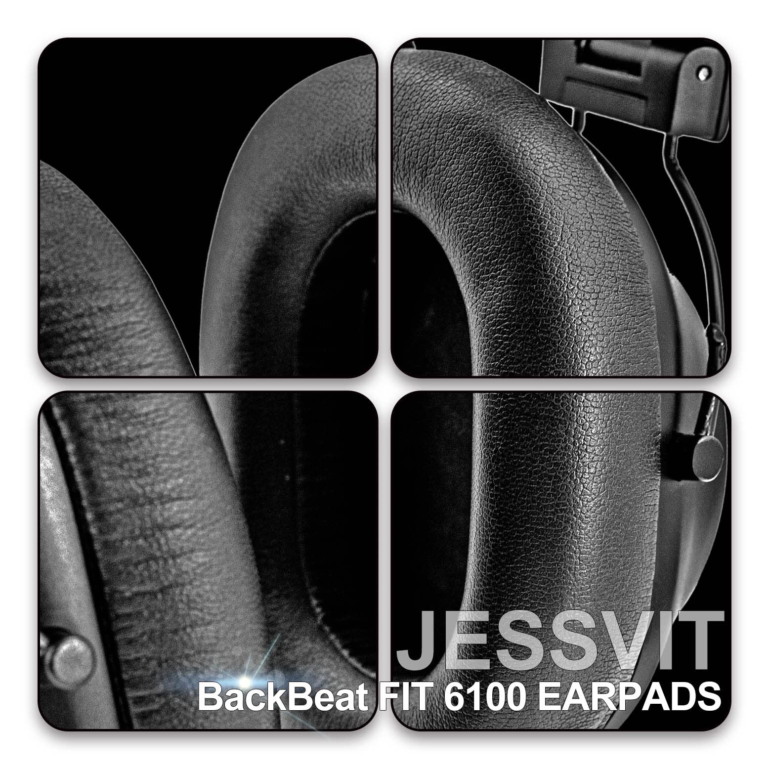 BackBeat FIT 6100 Replacement Earpads - Premium Protein Leather Ear Cushions & Ear Cups for Wireless Headphones | Perfect for Workouts, Running & Travel | Compatible with BackBeat FIT6100 by JESSVIT