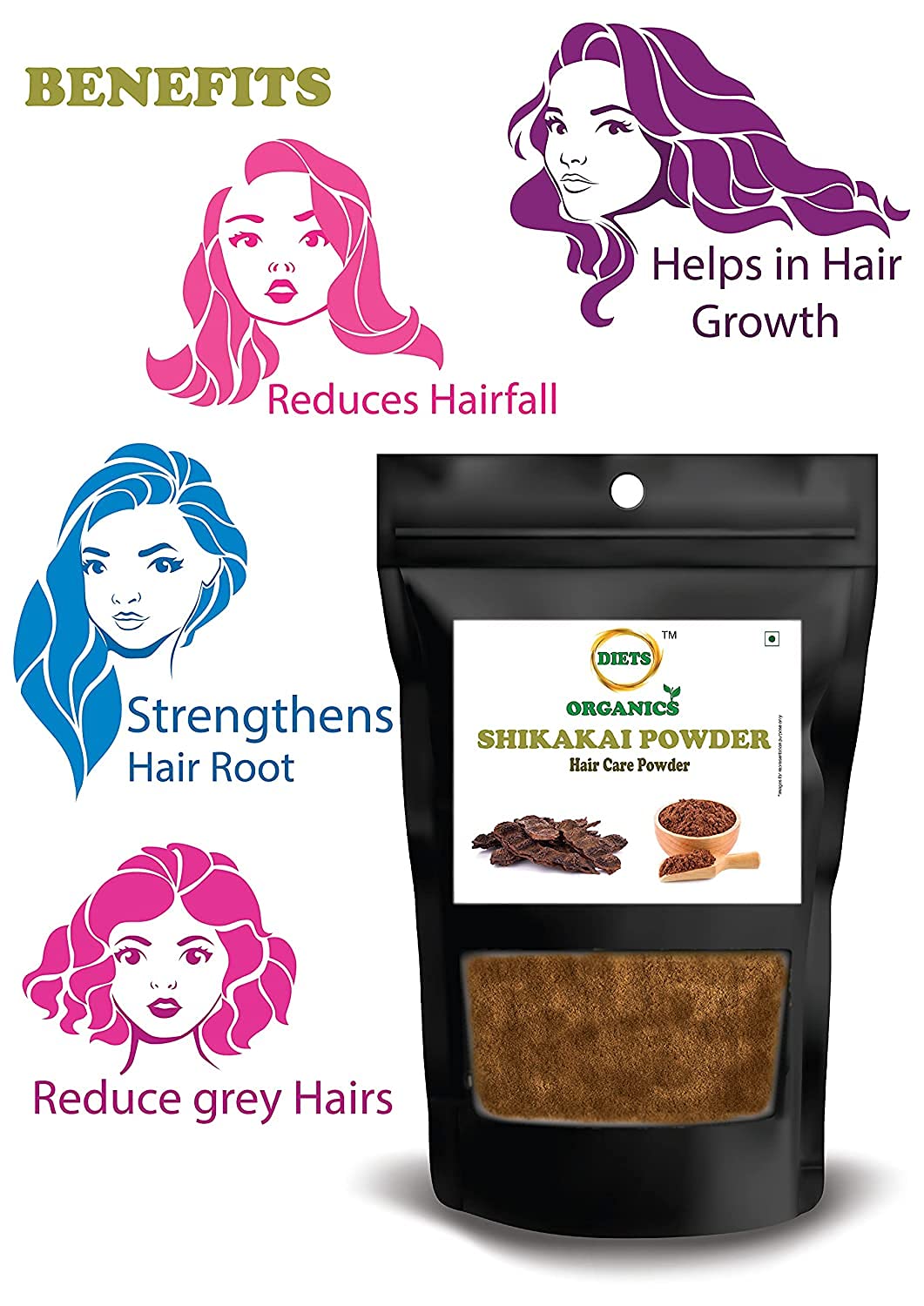 DIETS ORGANICS Shikakai Powder - 250g for Hair Growth, Hair Mask & Scalp Care | Natural Ayurvedic Treatment for Stronger, Healthier Hair | Perfect for DIY Hair Masks & Organic Hair Care Routines
