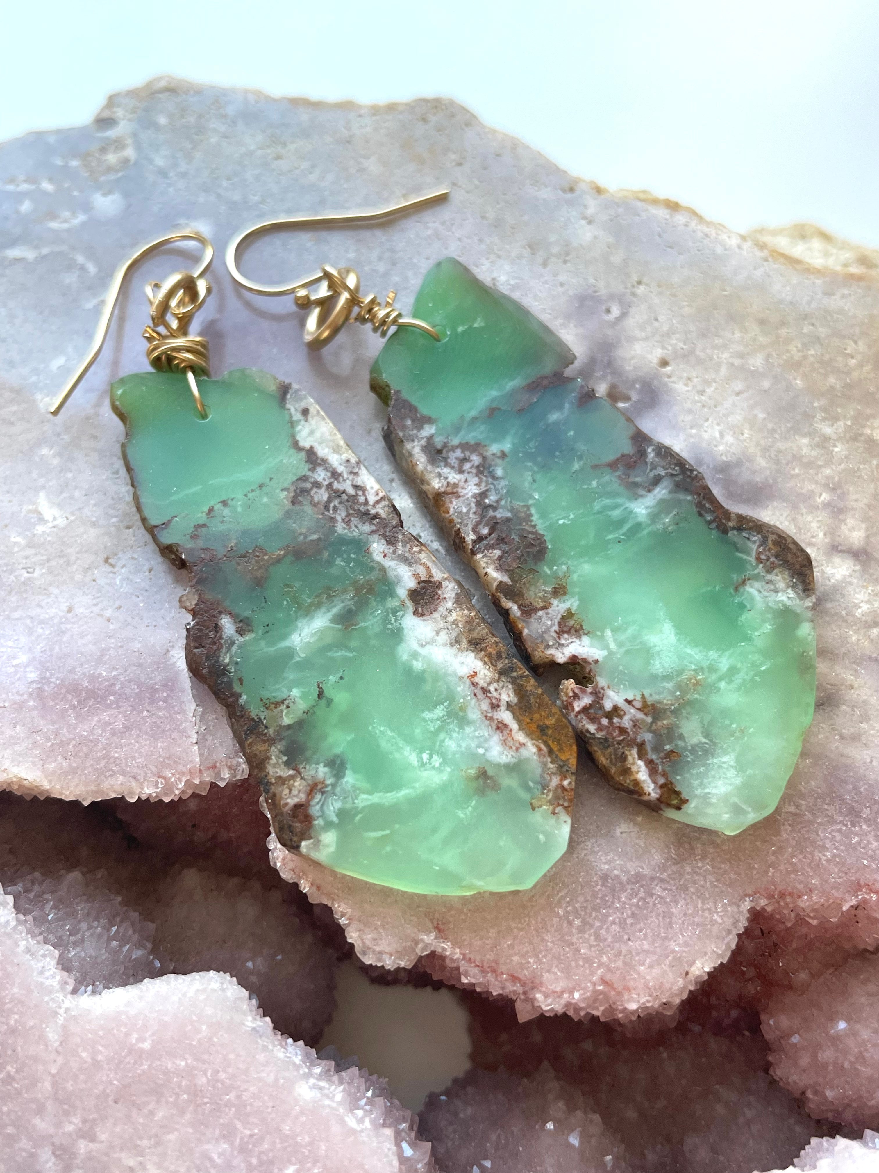 Chrysoprase Statement Earrings - 14K Gold Filled Dangle Earrings for Women | Elegant Jewelry Gift for Birthday, Anniversary & Special Occasions