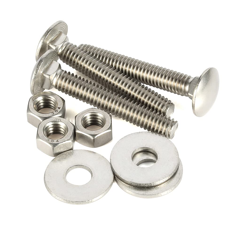 Stainless Steel 304 Carriage Bolts & Nuts Kit - 10 Sets for Furniture & DIY