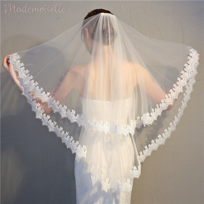Davina Veil - Elegant Wedding Veil with Lace Trim for Brides | Perfect for Church Ceremonies, Garden Weddings & Formal Events