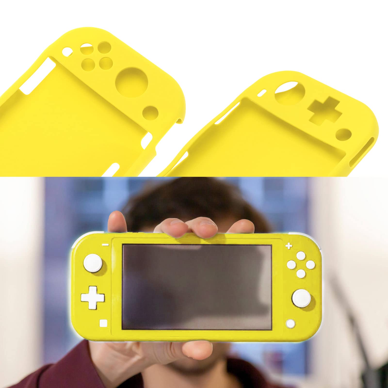 Premium Soft Silicone Case Compatible with Nintendo Switch Lite Console - Anti-Scratch Shockproof Protective Cover for Gaming Accessories (Yellow) - Perfect for Travel, Home Gaming & On-the-Go Protection
