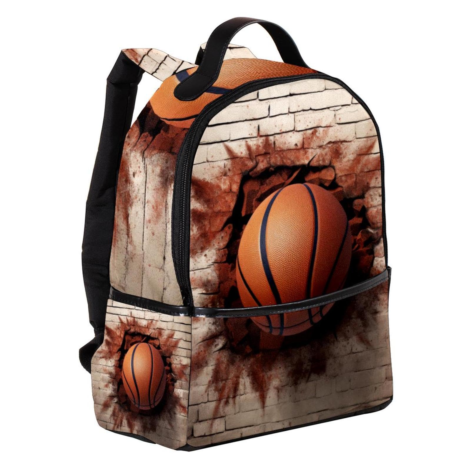 Men's & Women's Travel Backpack with 3D Basketball Pattern - Durable Carry-On Backpack for Gym, School, Hiking & Outdoor Adventures