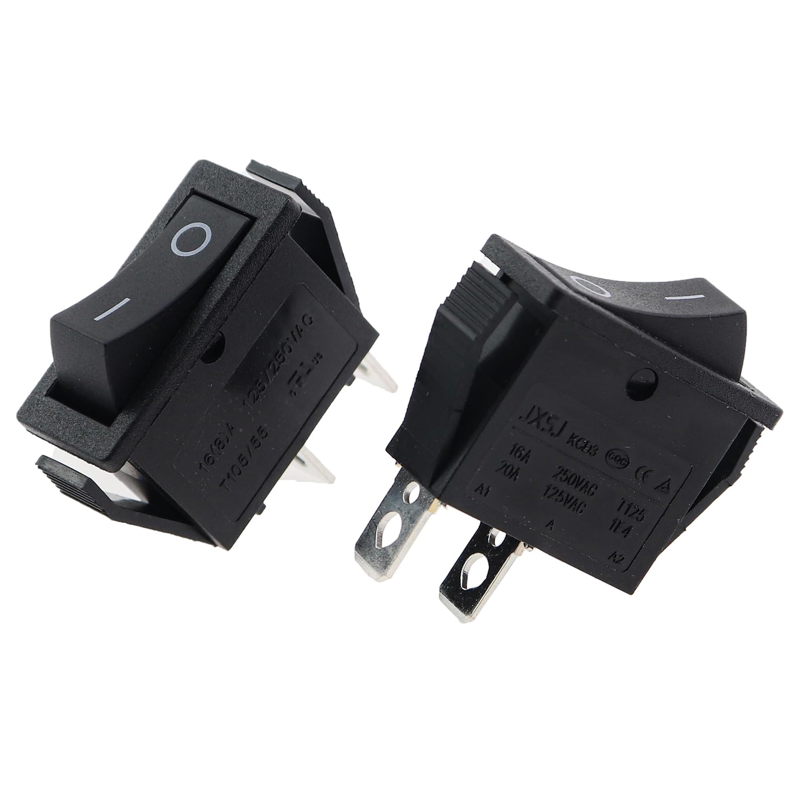 6PCS KCD3 2 Prong Toggle Switch - Waterproof Boat Rocker Power Switch for Cars, Electrical Appliances, Instruments, Boats & Marine Use - Black (On/Off Control for Automotive, Marine & Industrial Equipment)