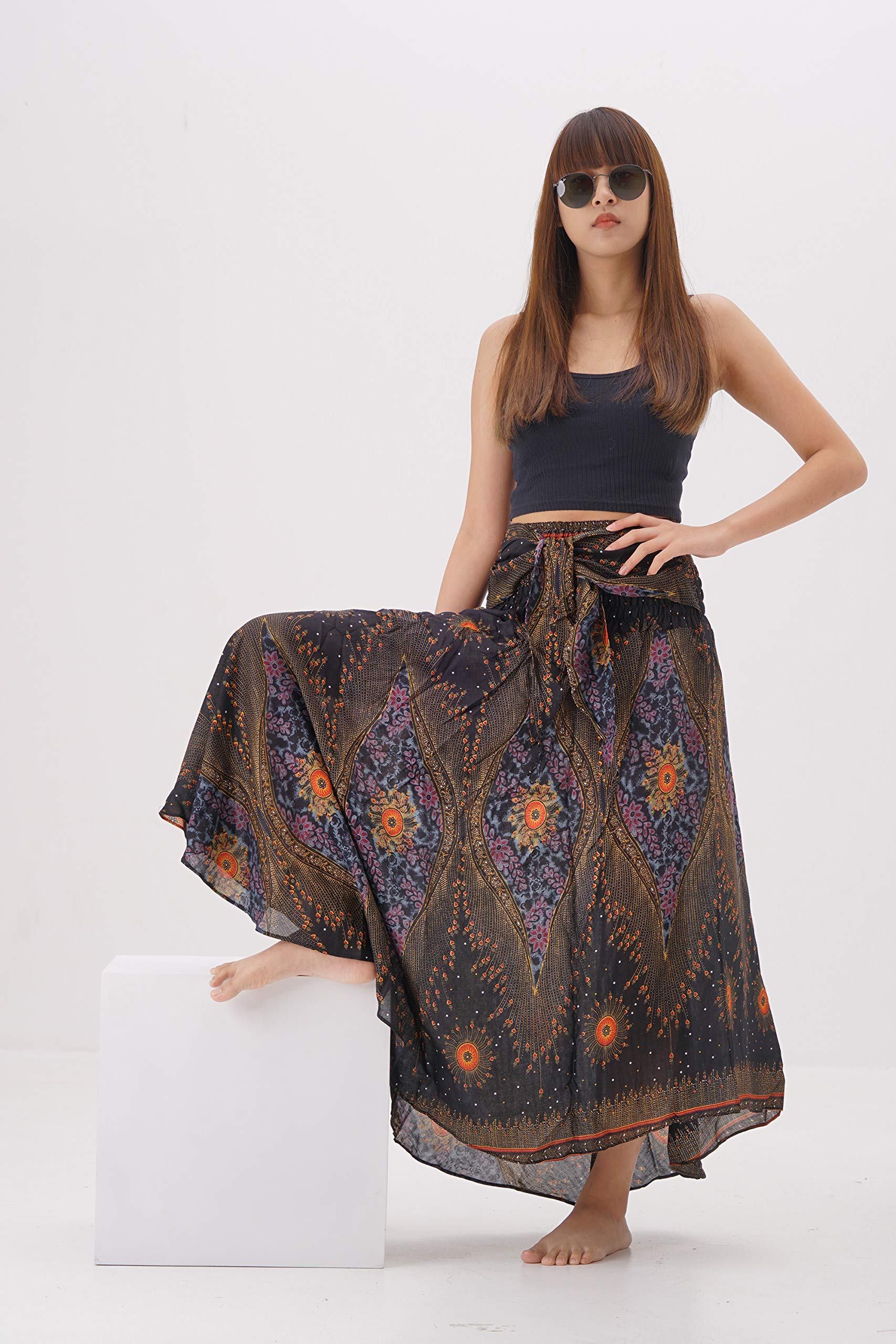 Women's Long Boho Maxi Skirt with Floral Print - Perfect for Beach, Vacation, and Summer Outfits