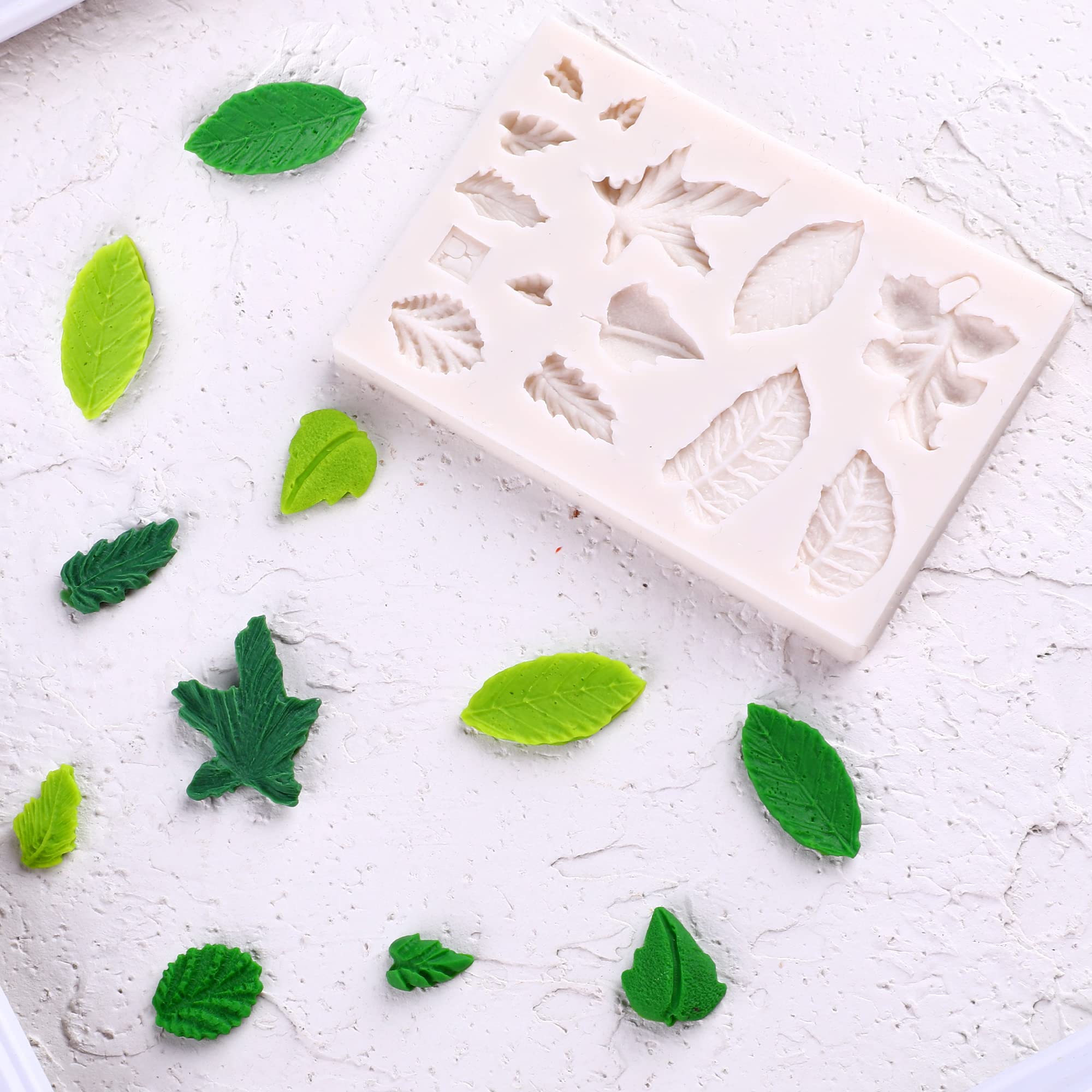 14-Cavity Puocaon Leaves Silicone Molds for Polymer Clay Jewelry Making - 0.5~1.3 Inch Leaf Shapes (Perfect for DIY Earrings, Pendants & Botanical-Themed Crafts)