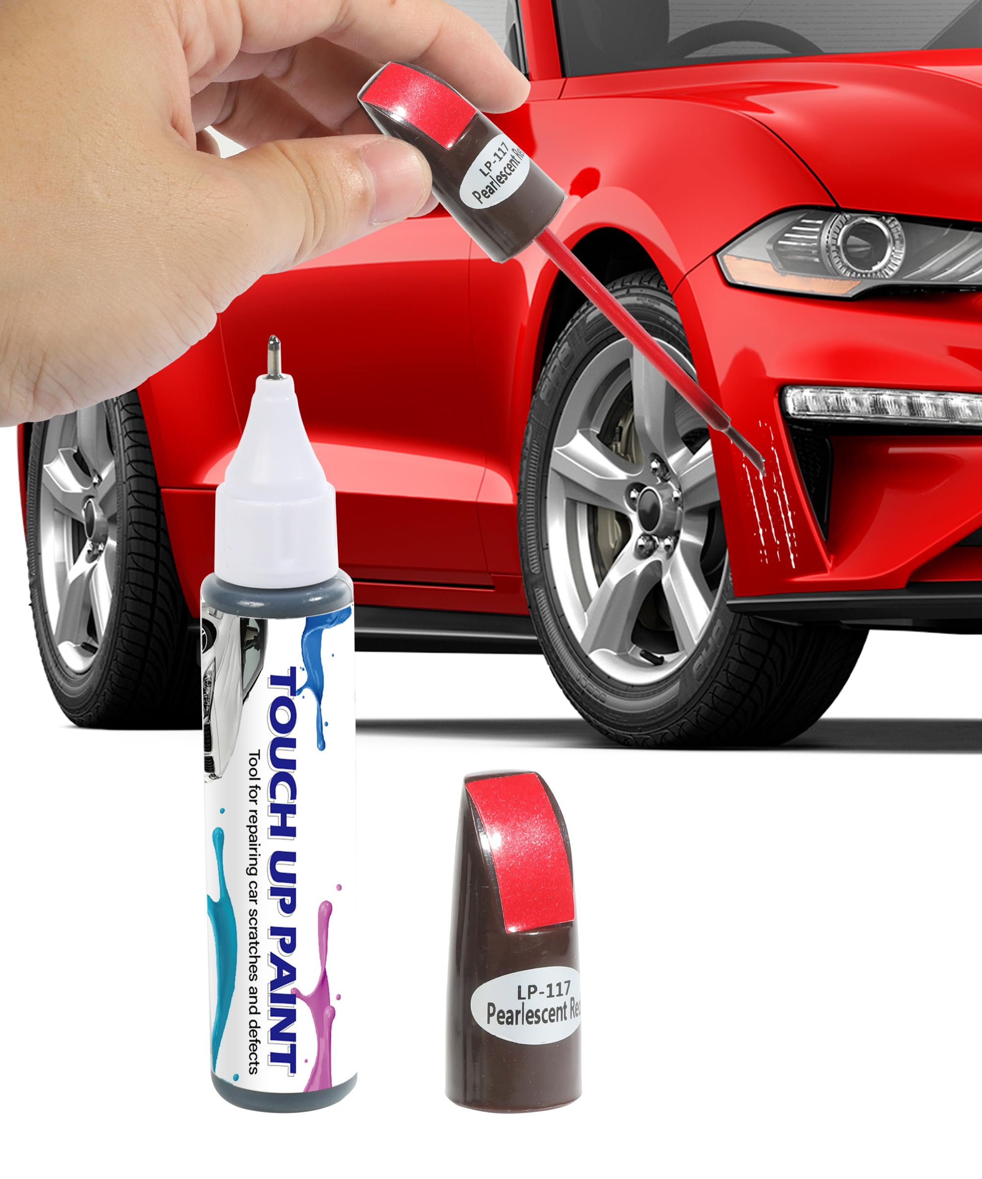 YAKEFLY 2-in-1 Car Touch Up Paint Pen - Automotive Scratch Repair Kit for Quick & Easy Fixes - Perfect for Minor Scratches, Chips & Paint Damage (Red) - Ideal for Cars, Trucks & SUVs