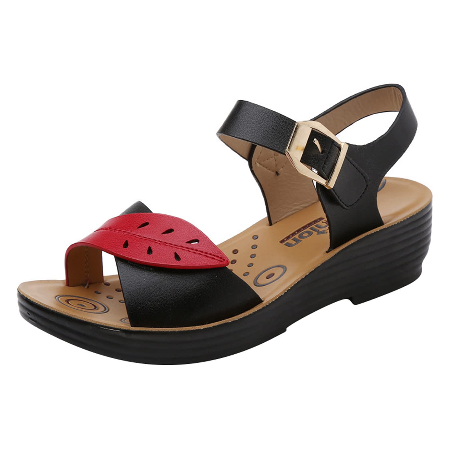 Women's Flat Moccasin Sandals with Leaf Pattern Cutouts - Soft Sole Comfortable Ladies Summer Sandals with White Sole for Beach, Vacation & Casual Outings