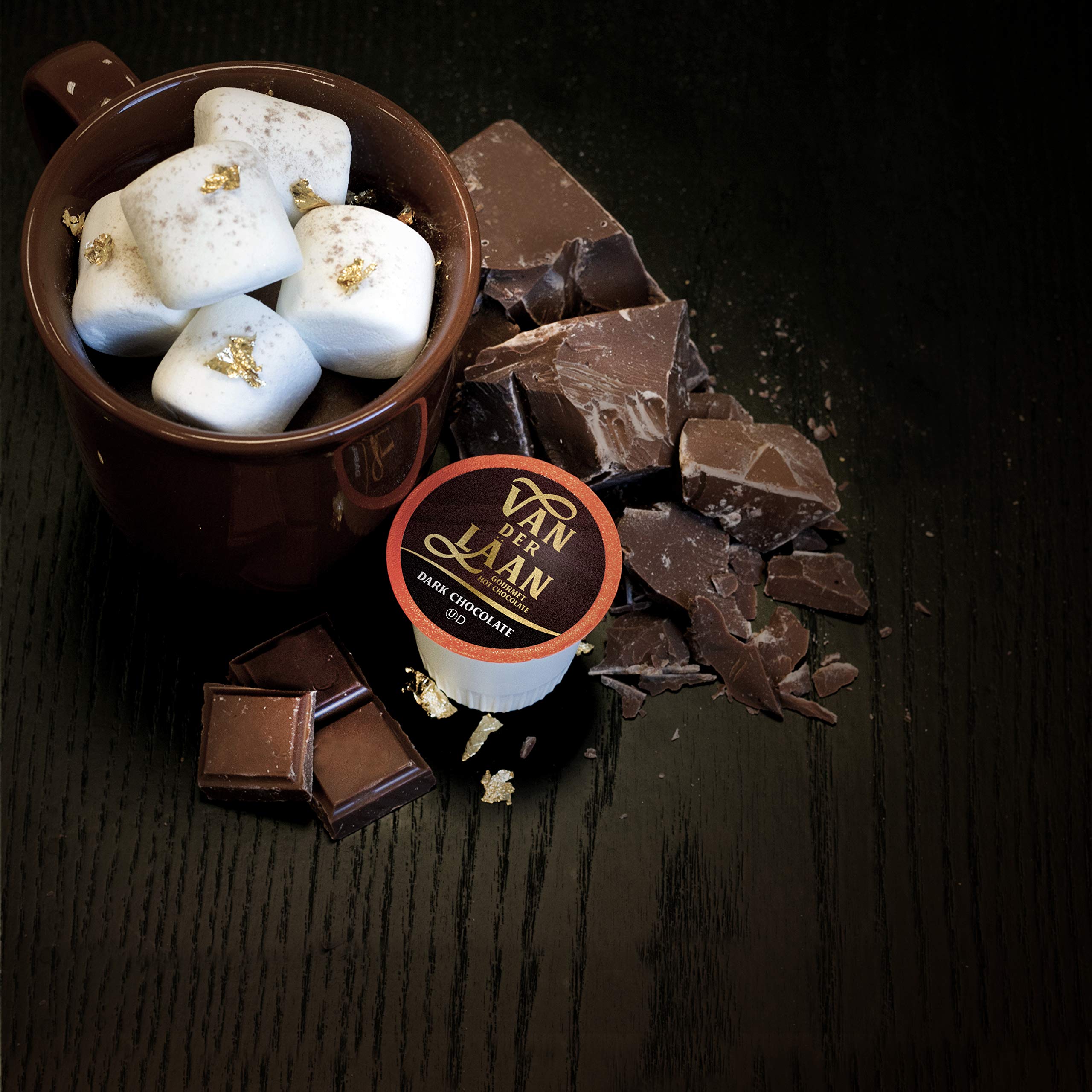 Van Der Laan Dark Chocolate Hot Cocoa Pods - Gourmet Dutch Hot Chocolate K-Cups, Compatible with Keurig 2.0 & Single Serve Brewers (40 Count) - Perfect for Winter Nights, Office Coffee Breaks & Holiday Gifts