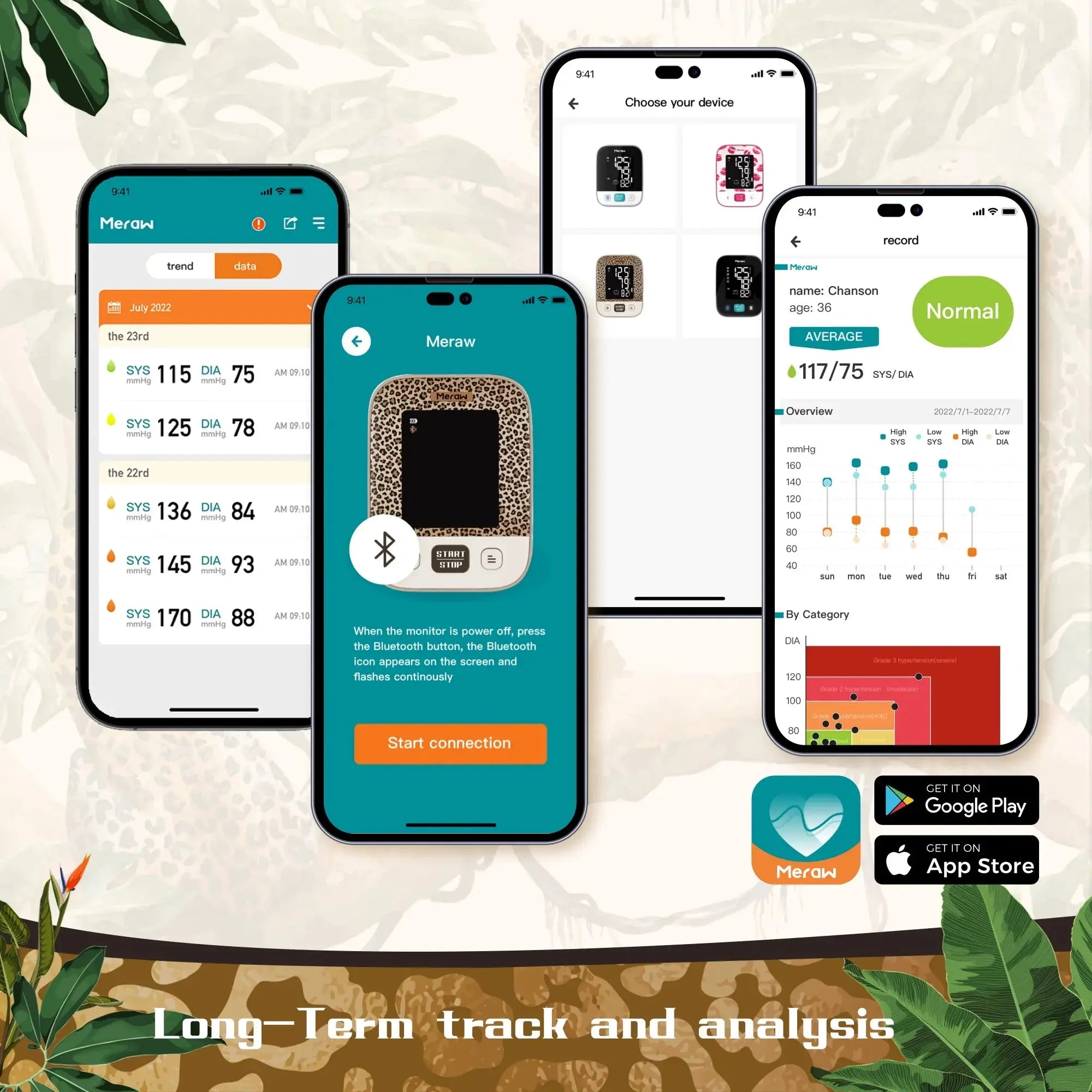Wireless Bluetooth Blood Pressure Monitor with Cedar Wood Design - Accurate & Portable for Home Use, Travel, and Health Tracking