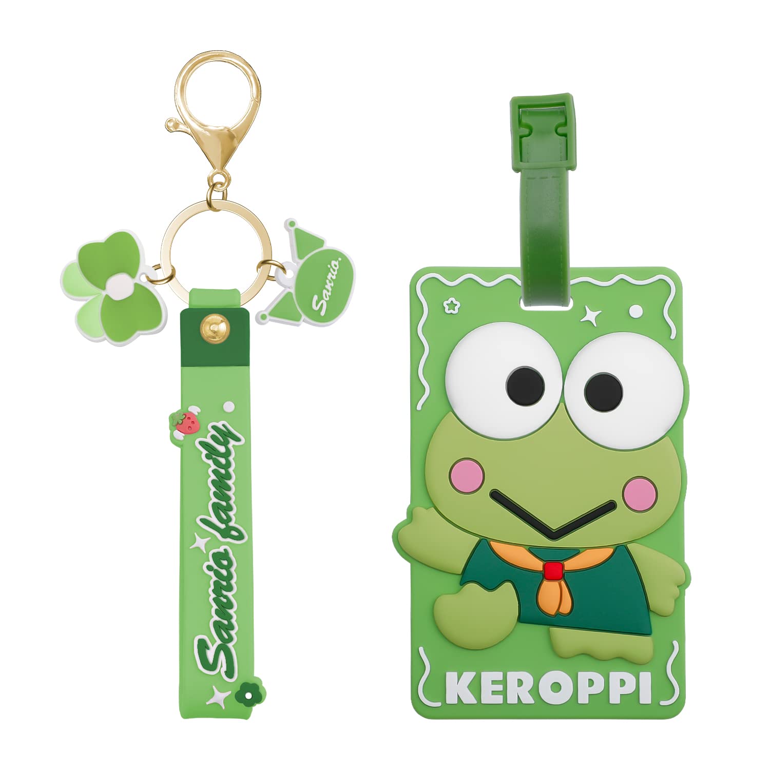 Cute Keroppi Luggage Tag - Travel Bag ID Suitcase Label with Frog Design for Women & Men - Perfect for Airports, Travel & Suitcase Identification (LT Keroppi)