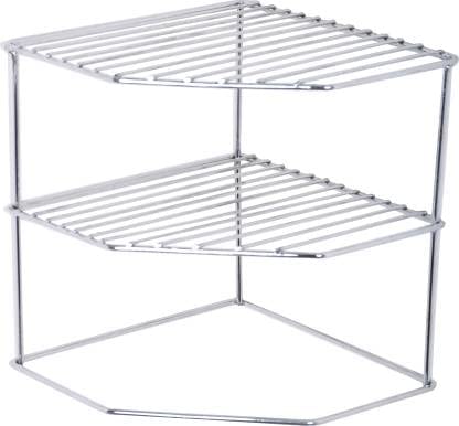 Premium Stainless Steel Corner Shelf Organizer - 12x12x12 Inch Kitchen Cabinet Storage Rack for Plates, Dishes & Cups | Space-Saving Cupboard Shelf for Small Kitchens, Bathrooms & Pantries