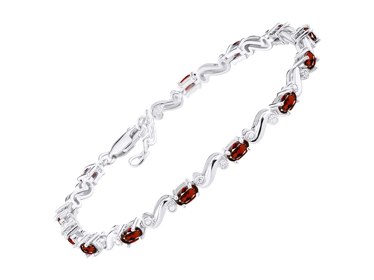 Rylos 925 Sterling Silver Tennis Bracelet for Women - Adjustable 7-8 Inch Gemstone & Diamond Jewelry, Elegant 5x3mm Friendship Bracelet | Perfect for Gifts, Anniversaries & Special Occasions